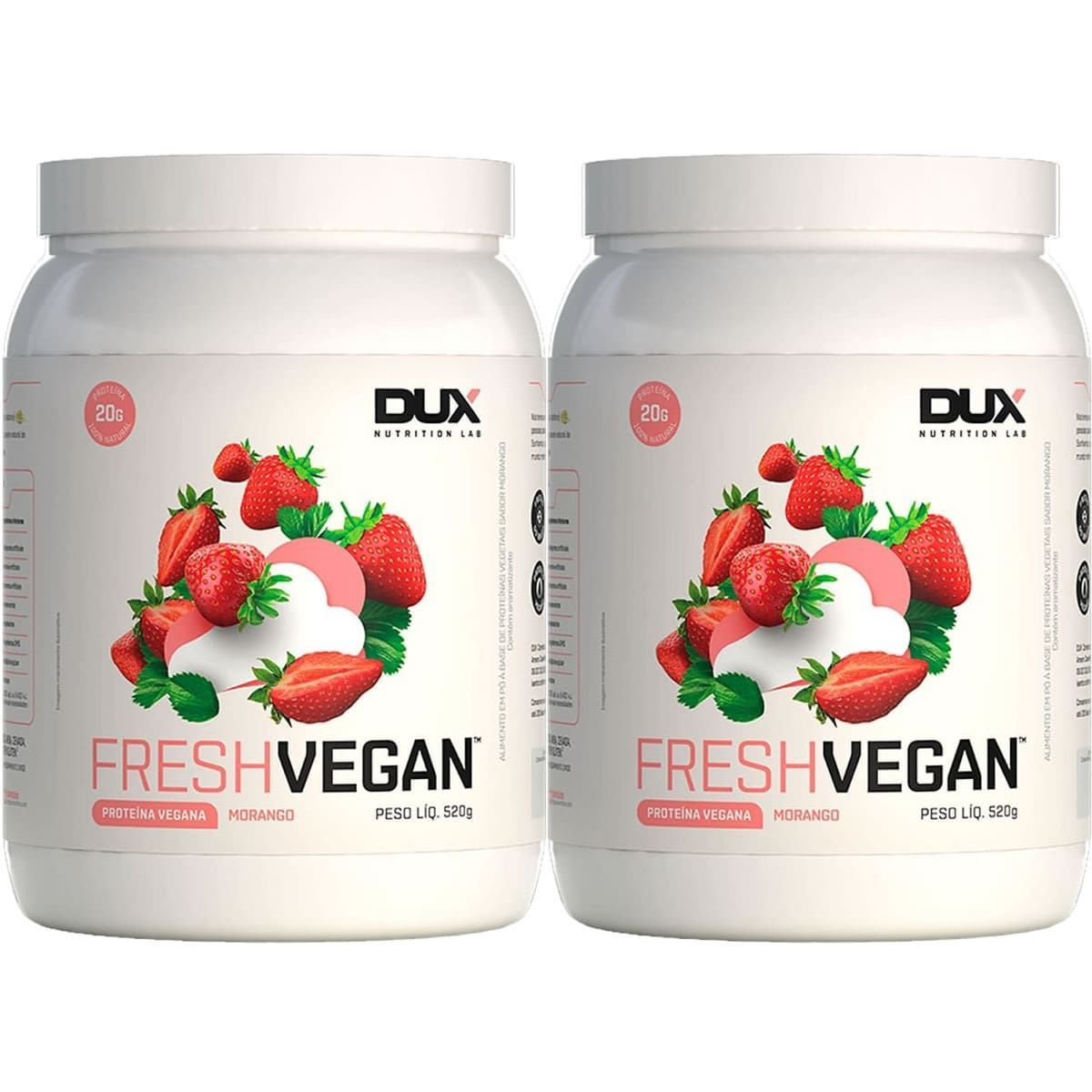 Kit 2X Fresh Vegan - 520g Morango - Dux Nutrition