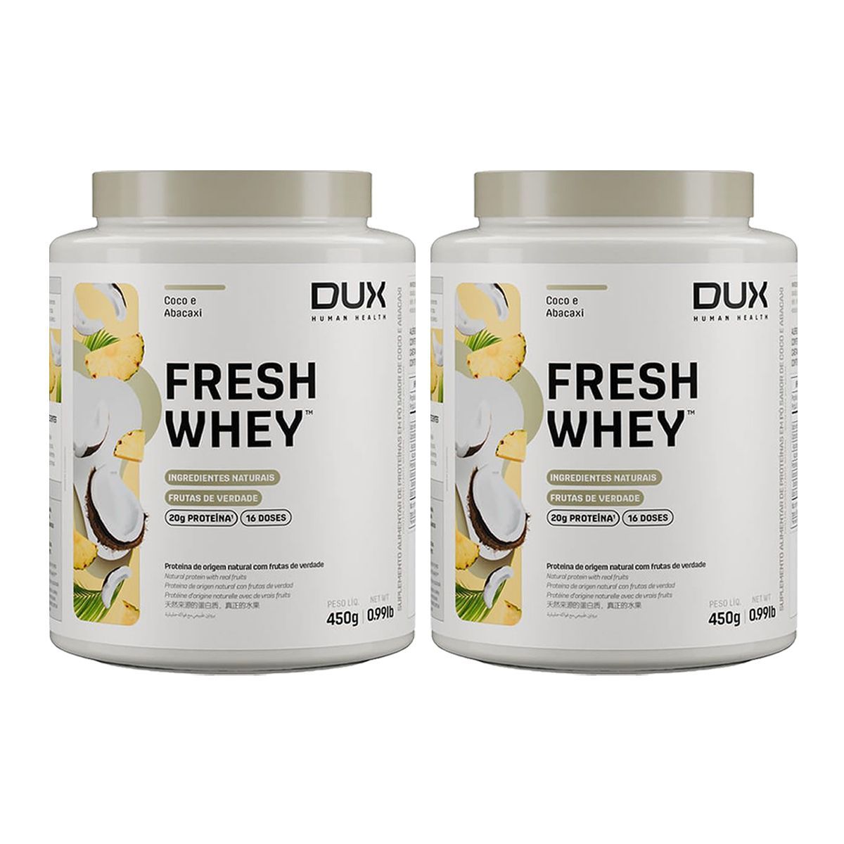 Kit 2X Fresh Whey - 450g Abacaxi e Coco - Dux Nutrition
