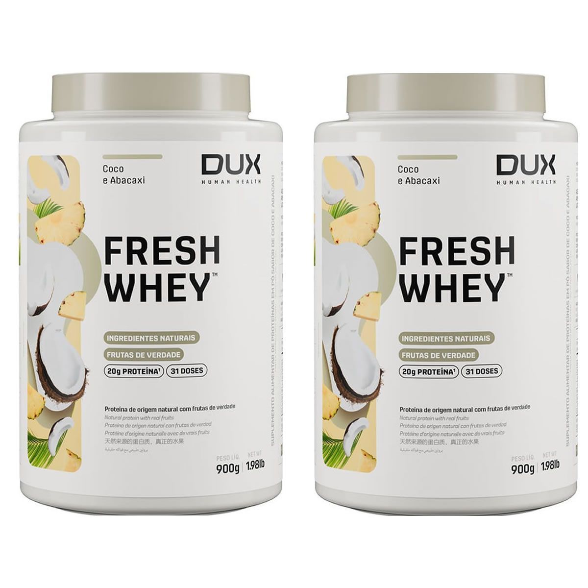 Kit 2X Fresh Whey - 900g Coco e Abacaxi - Dux Nutrition