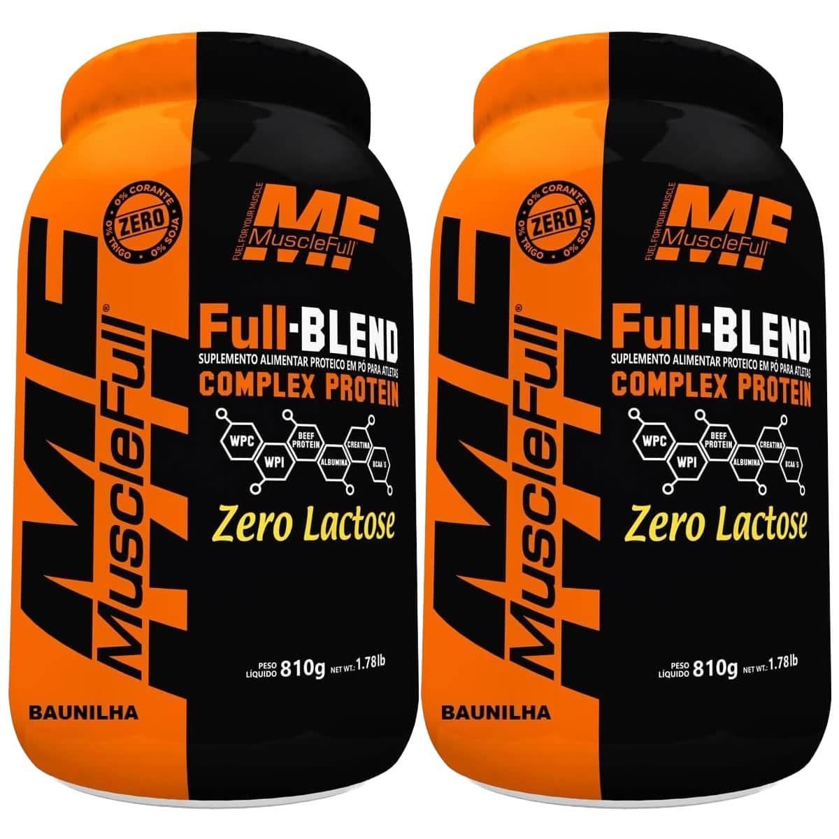 Kit 2X Full Blend Complex Protein Zero Lactose - 810g Baunilha - Muscle Full