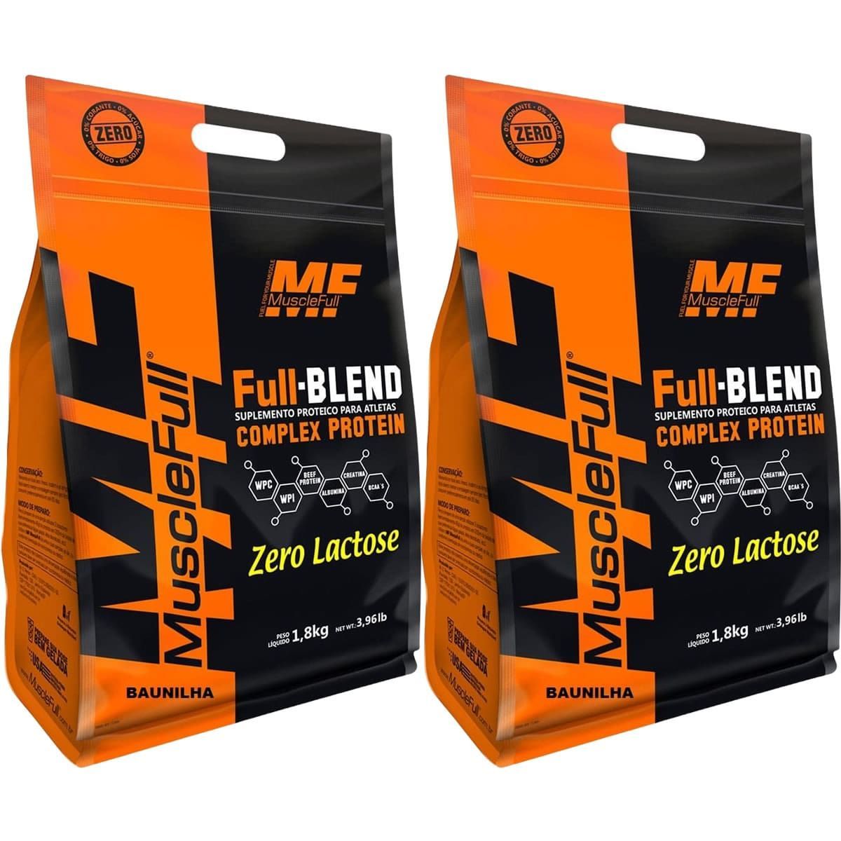 Kit 2X Full Blend Zero Lactose - 1800g Baunilha - Muscle Full