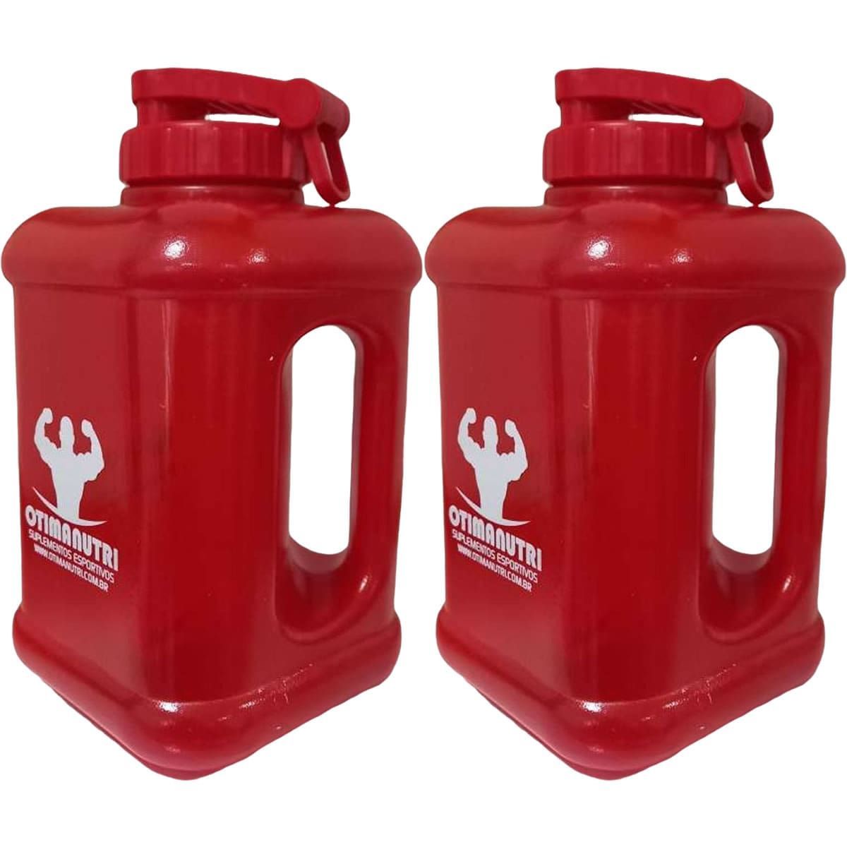 Kit 2X Gal�o Quadrado - 1600ml Vermelho - OtimaNutri