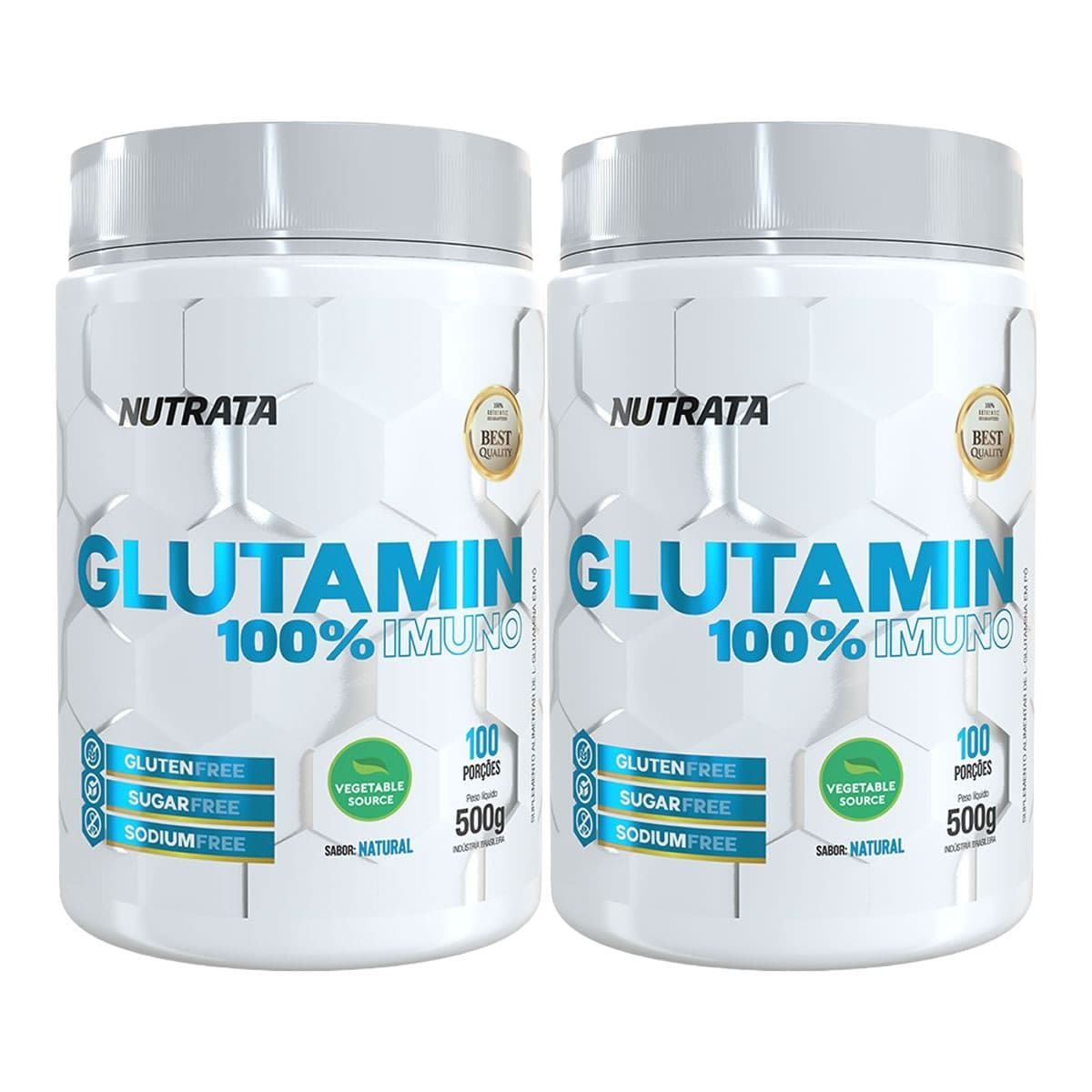 Kit 2X Glutamin 100% Imuno - 500g Natural  - Nutrata
