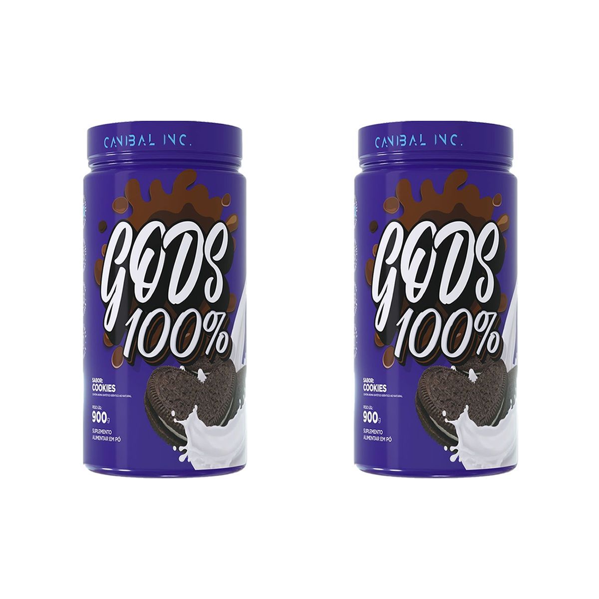 Kit 2X Gods Whey 100% - 900g Cookies - Canibal