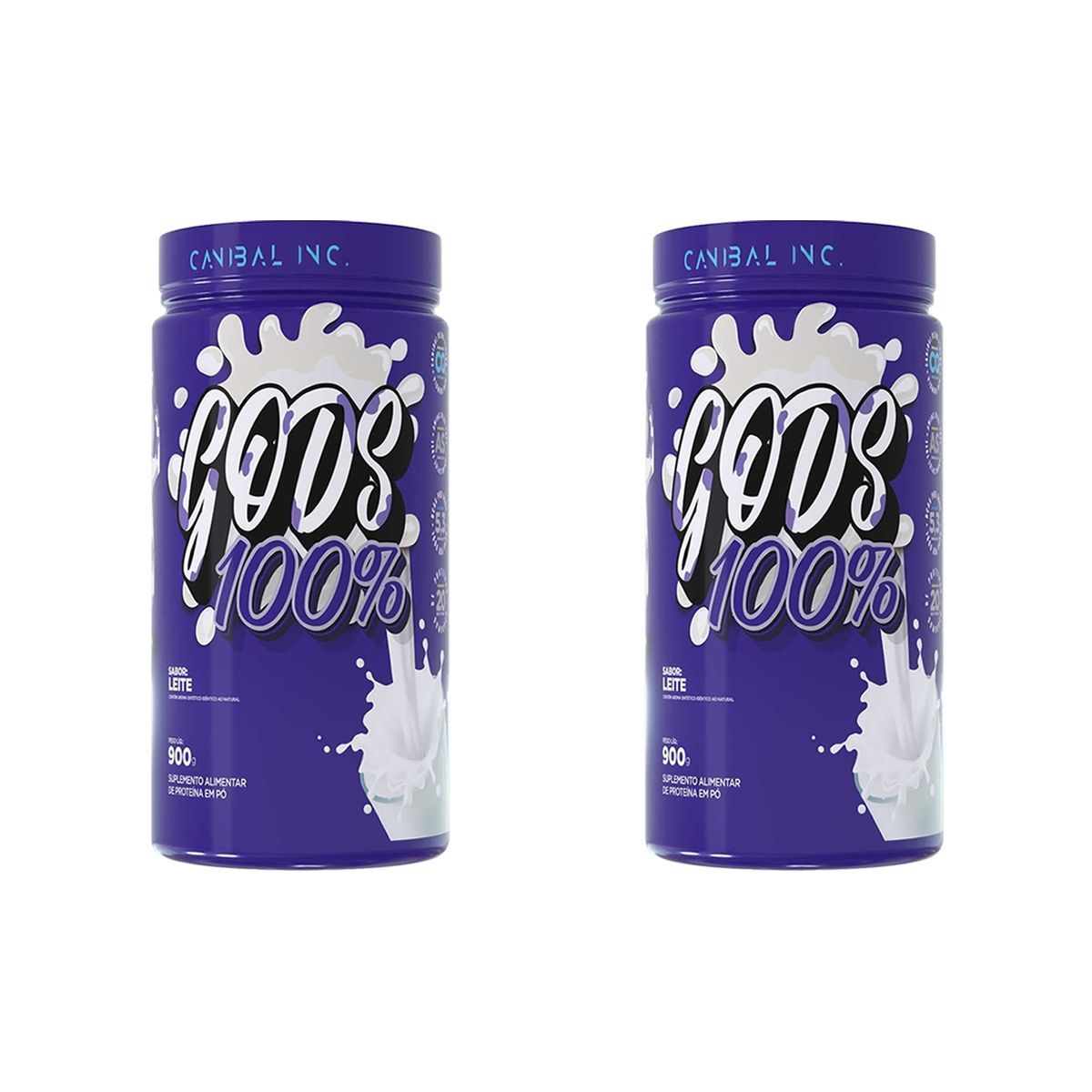 Kit 2X Gods Whey 100% - 900g Leite - Canibal