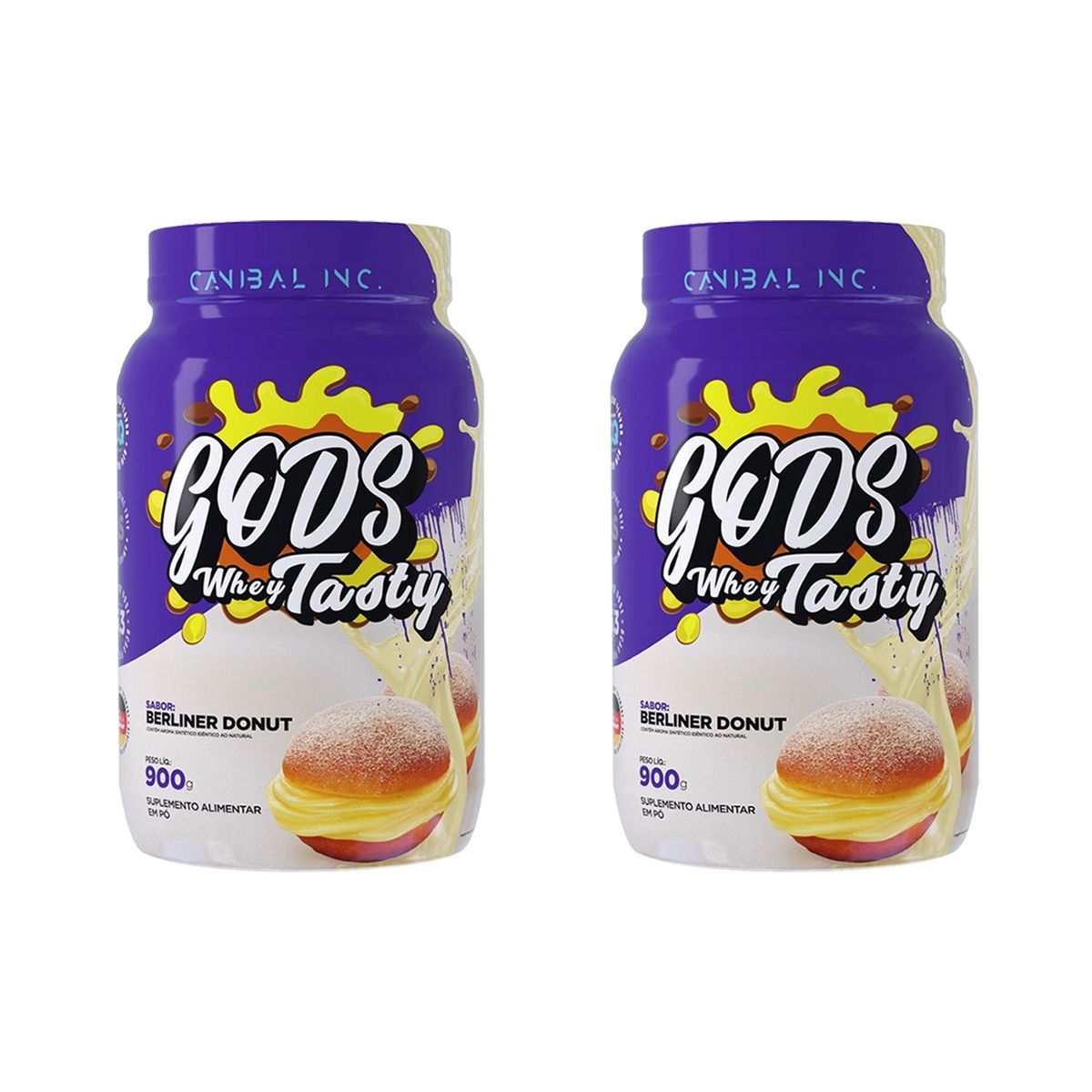 Kit 2X Gods Whey Tasty - 900g Berliner Donut - Canibal