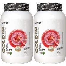Kit 2X Gold Whey 3W - 900g MilkShake de Morango - Nutrata