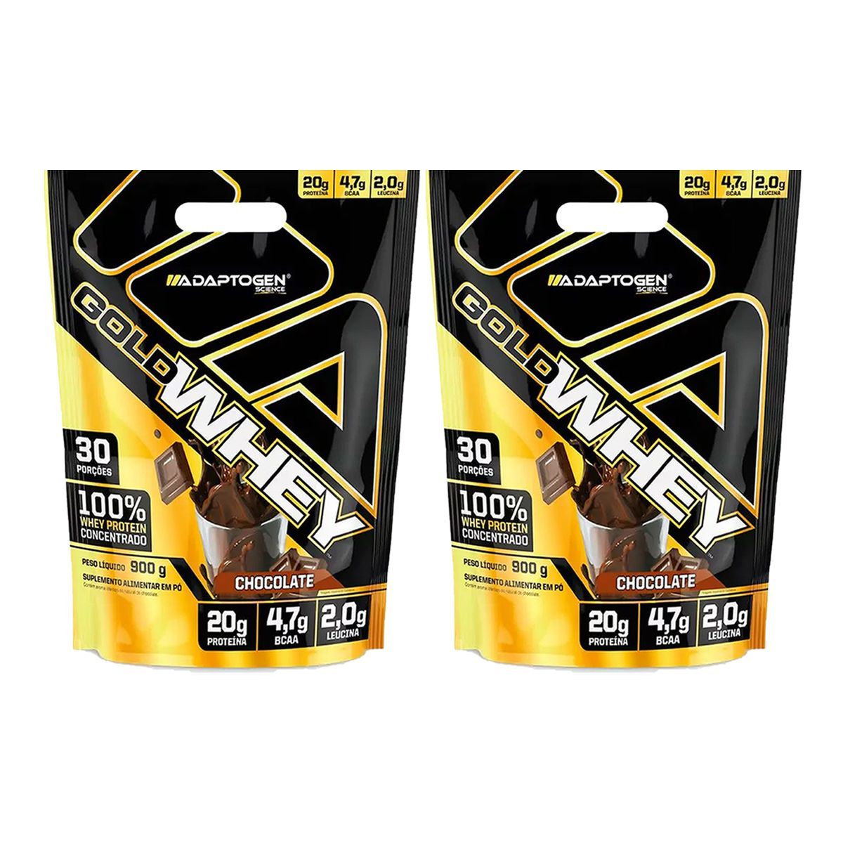Kit 2X Gold Whey - 900g Refil Chocolate - Adaptogen