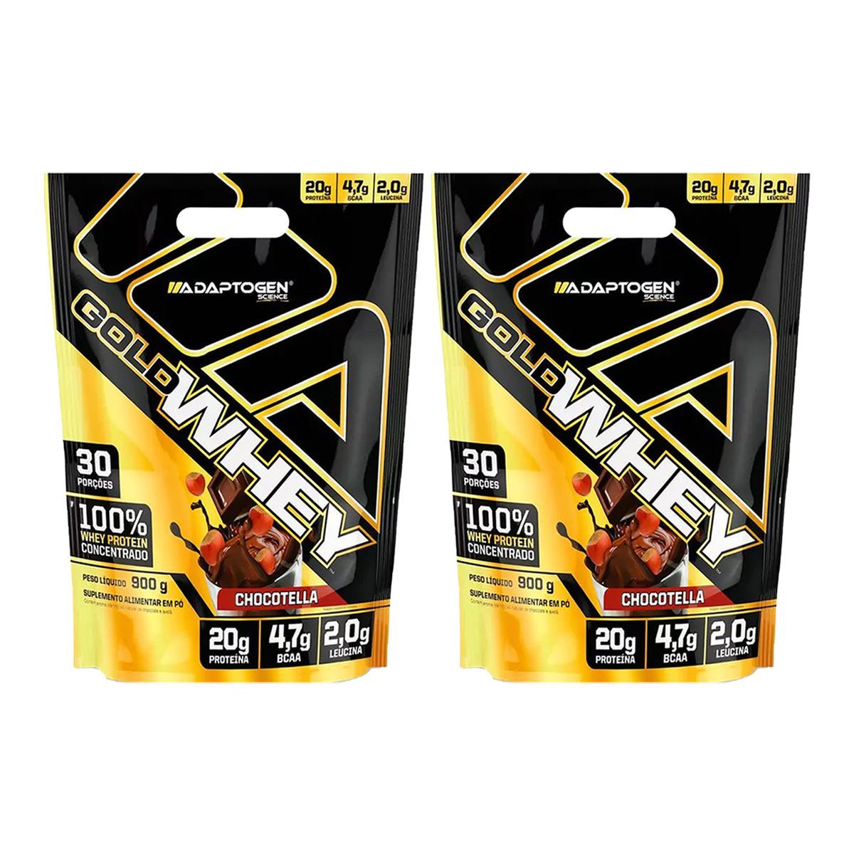 Kit 2X Gold Whey - 900g Refil Chocotella - Adaptogen