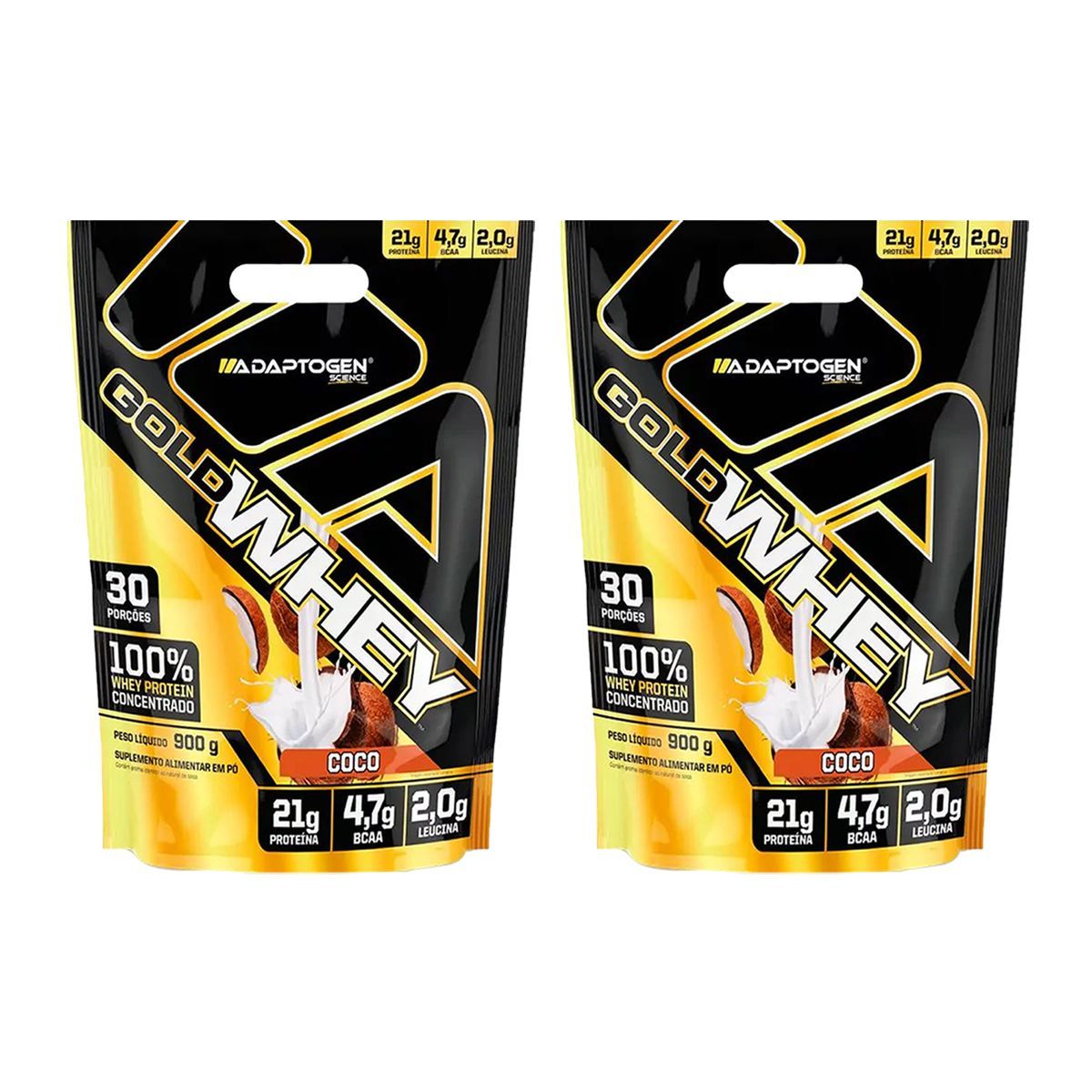 Kit 2X Gold Whey - 900g Refil Coco - Adaptogen