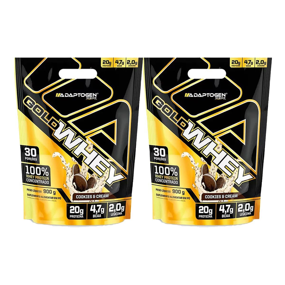 Kit 2X Gold Whey - 900g Refil Cookies e Cream - Adaptogen