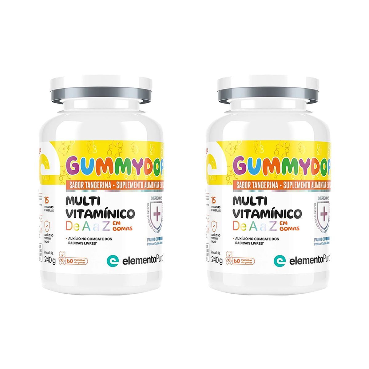 Kit 2X GummyDop Kids - 60 Gomas Tangerina - ElementoPuro
