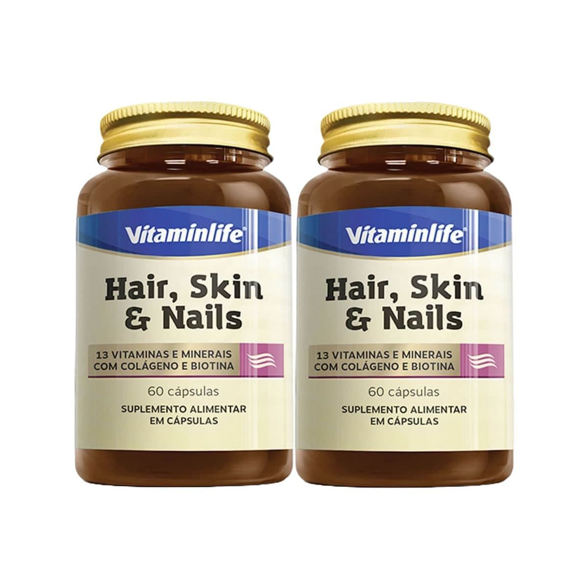 Kit 2X Hair, Skin E Nails com Col�geno e Biotina - 60 C�psulas - VitaminLife