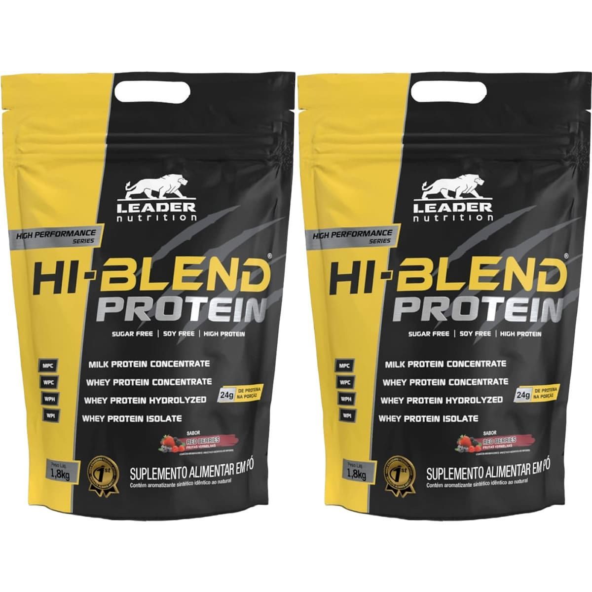 Kit 2X Hi-Blend Protein - 1800g Refil Frutas Vermelhas - Leader Nutrition