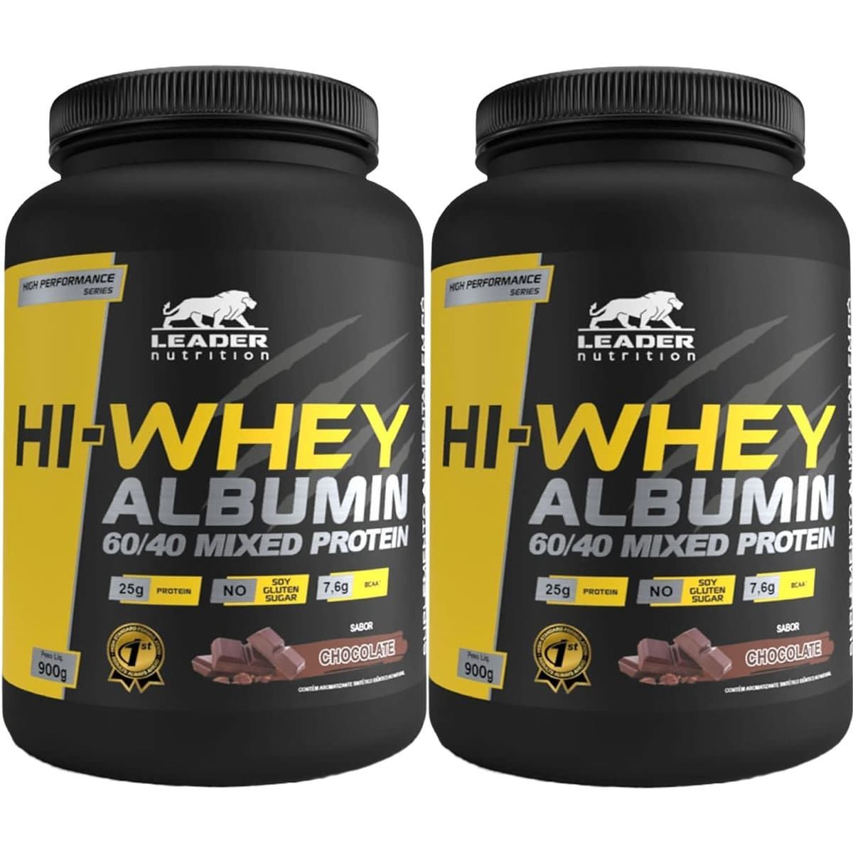 Kit 2X Hi-Whey Albumin 60/40 Mixed Protein - 900g Chocolate - Leader Nutrition