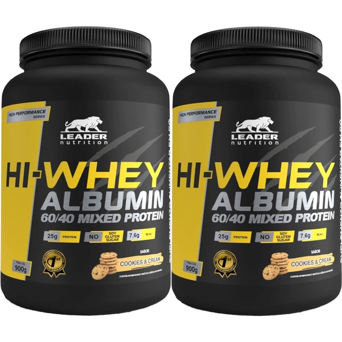 Kit 2X Hi-Whey Albumin 60/40 Mixed Protein - 900g Cookies e Cream - Leader Nutrition
