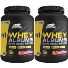 Kit 2X Hi-Whey Albumin 60/40 Mixed Protein - 900g Morango - Leader Nutrition