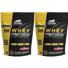 Kit 2X Hi-Whey Protein Concentrate 100% - 900g Refil Morango - Leader Nutrition
