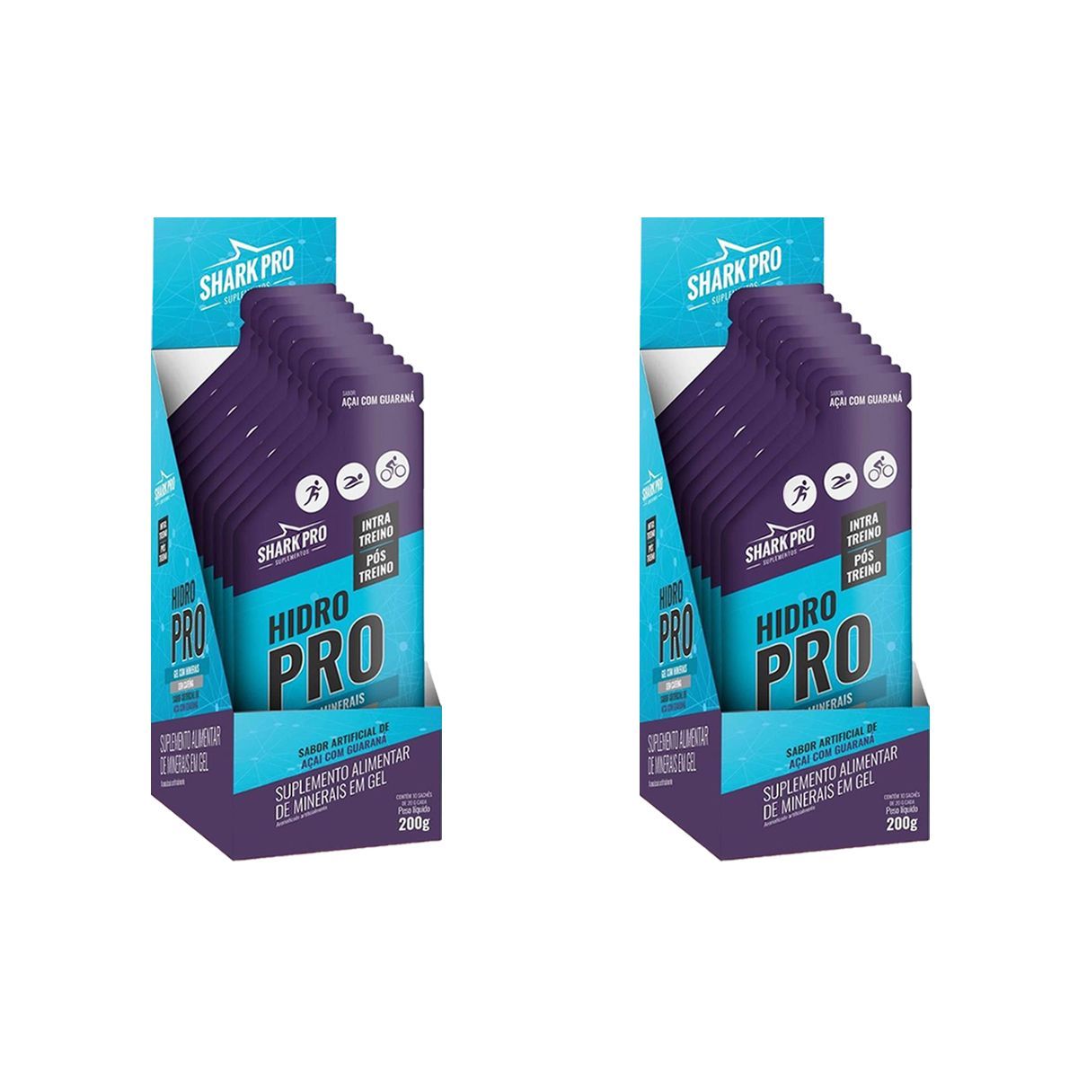 Kit 2X Hidro Pro - 10 Sach�s 20g A�a� com Guaran� - Shark Pro