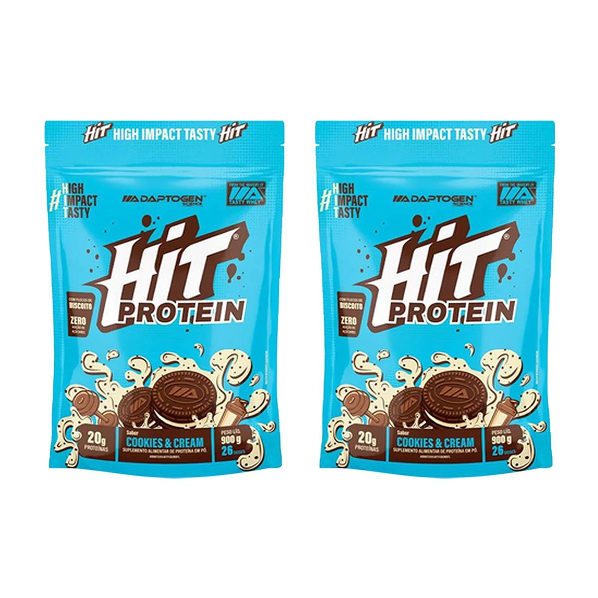 Kit 2X Hit Protein - Refil 900g Cookies & Cream - Adaptogen