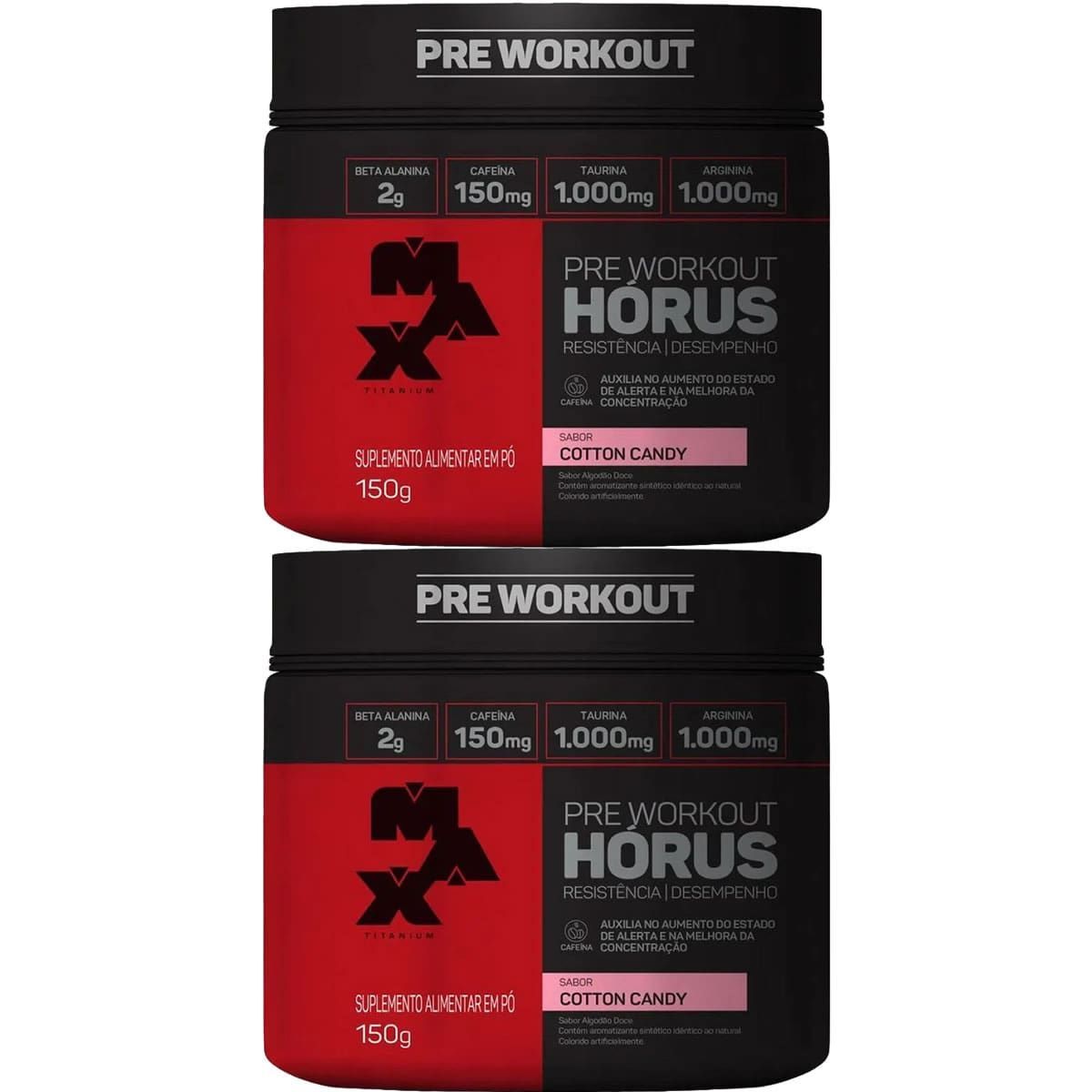 Kit 2X H�rus Pre Workout - 150g Cotton Candy - Max Titanium