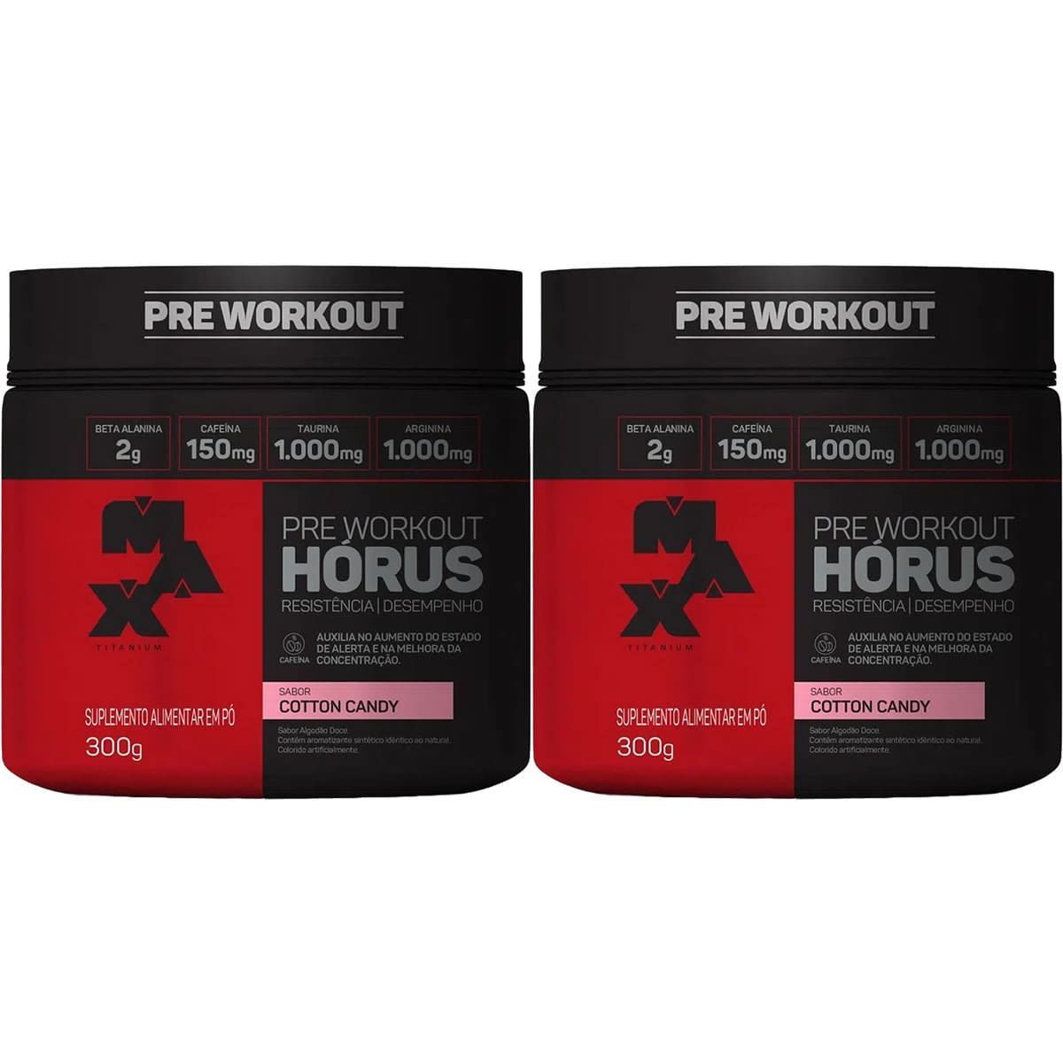 Kit 2X H�rus Pre Workout - 300g Cotton Candy - Max Titanium