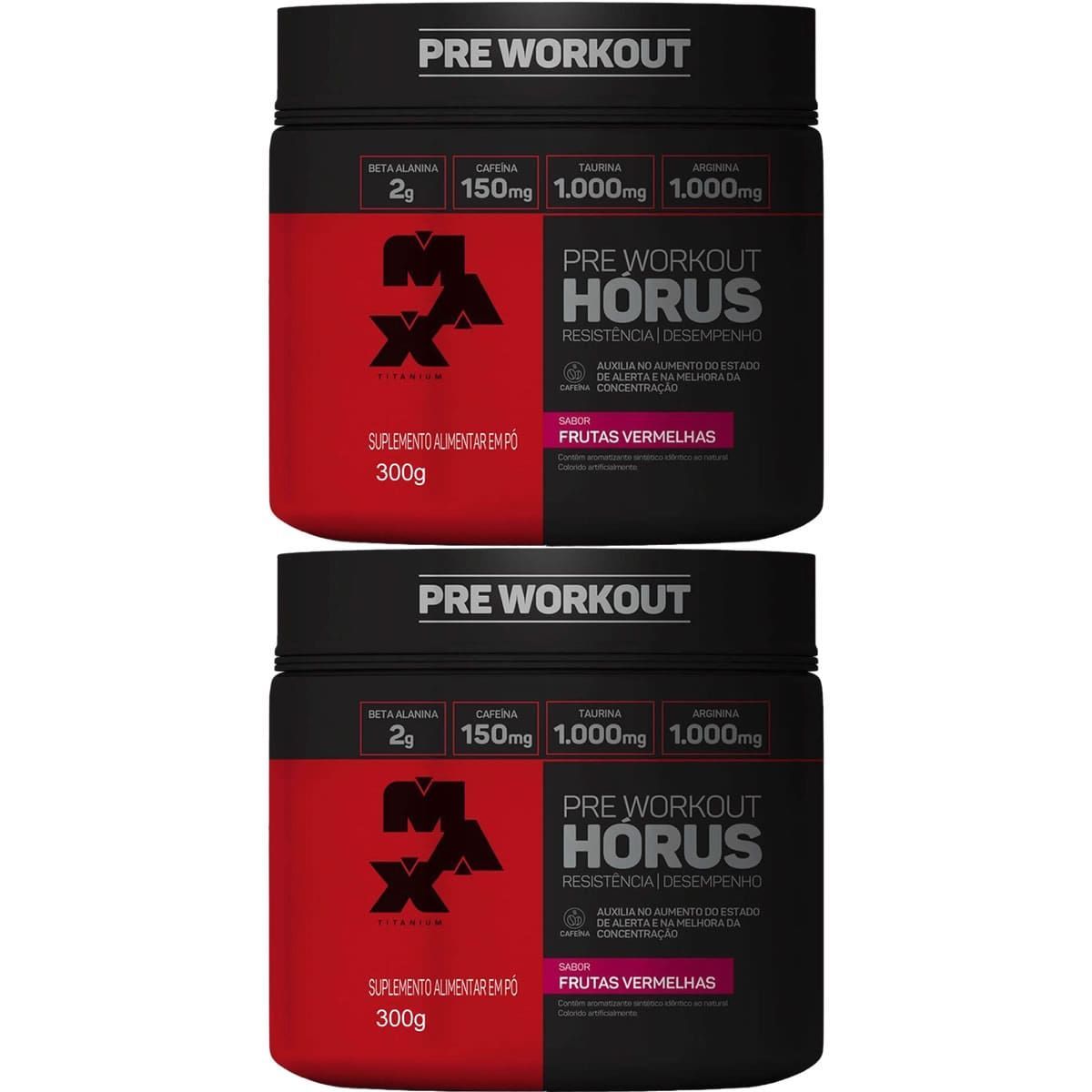 Kit 2X H�rus Pre Workout - 300g Frutas Vermelhas - Max Titanium