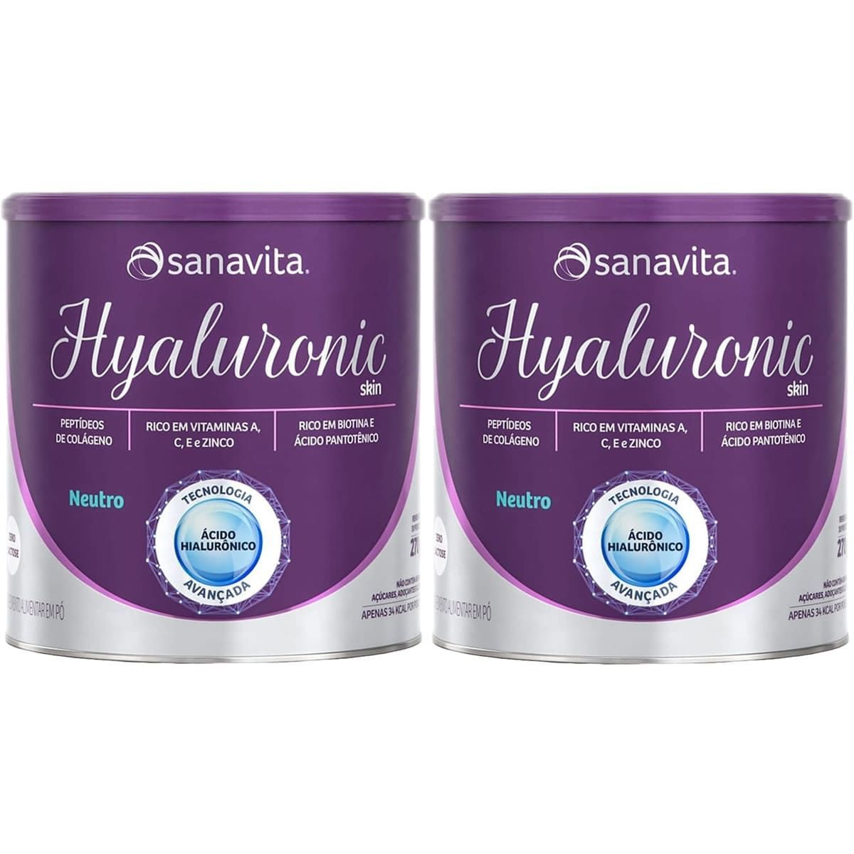 Kit 2X Hyaluronic Skin - 270g Neutro - Sanavita