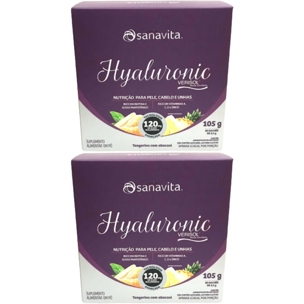 Kit 2X Hyaluronic Verisol 120mg - 30 Sticks de 3,5g Tangerina com Abacaxi - Sanavita