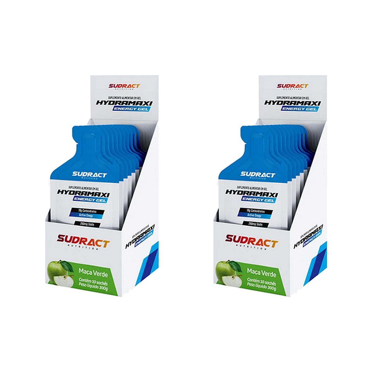 Kit 2X Hydramaxi Energy Gel - 10 Sach�s 30g Ma�� Verde - Sudract Nutrition