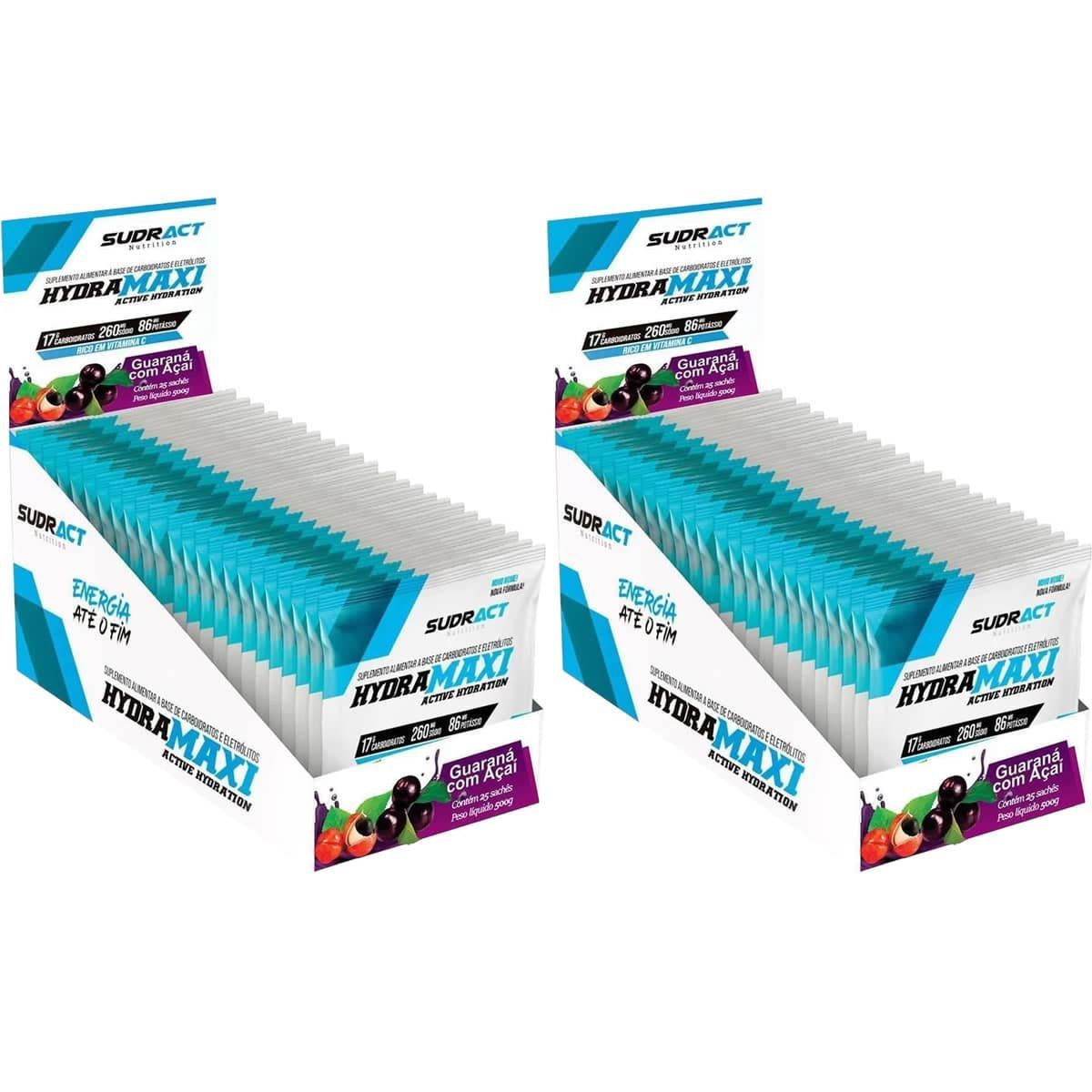 Kit 2X Hydramaxi Isot�nico em P� - 25 Sach�s 20g Guaran� com A�a� - Sudract Nutrition