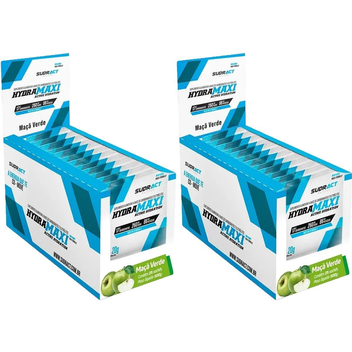 Kit 2X Hydramaxi Isot�nico em P� - 25 Sach�s 20g Ma�� Verde - Sudract Nutrition