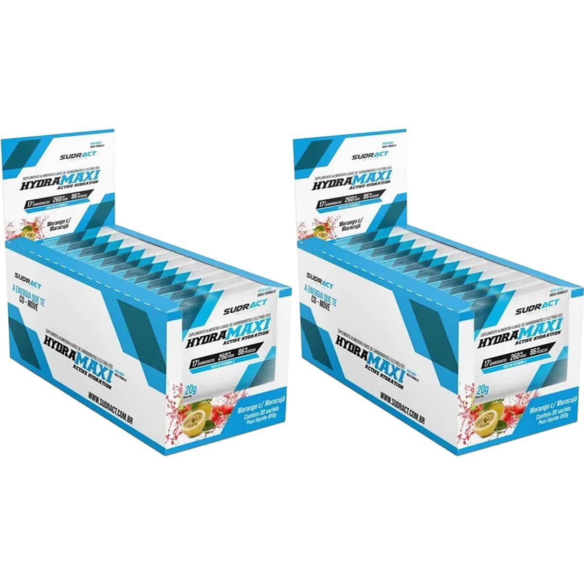 Kit 2X Hydramaxi Isot�nico em P� - 25 Sach�s 20g Morango com Maracuj� - Sudract Nutrition