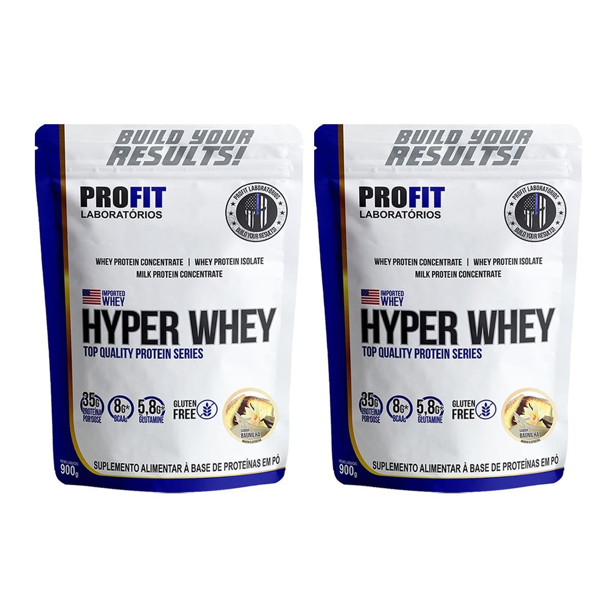 Kit 2X Hyper Whey - 900g Refil Baunilha - Profit