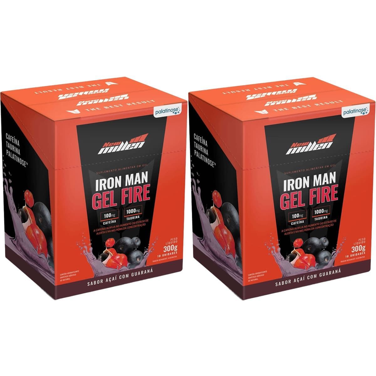 Kit 2X Iron Man Gel Fire - 10 Sach�s 30g A�a� com Guaran� - New Millen
