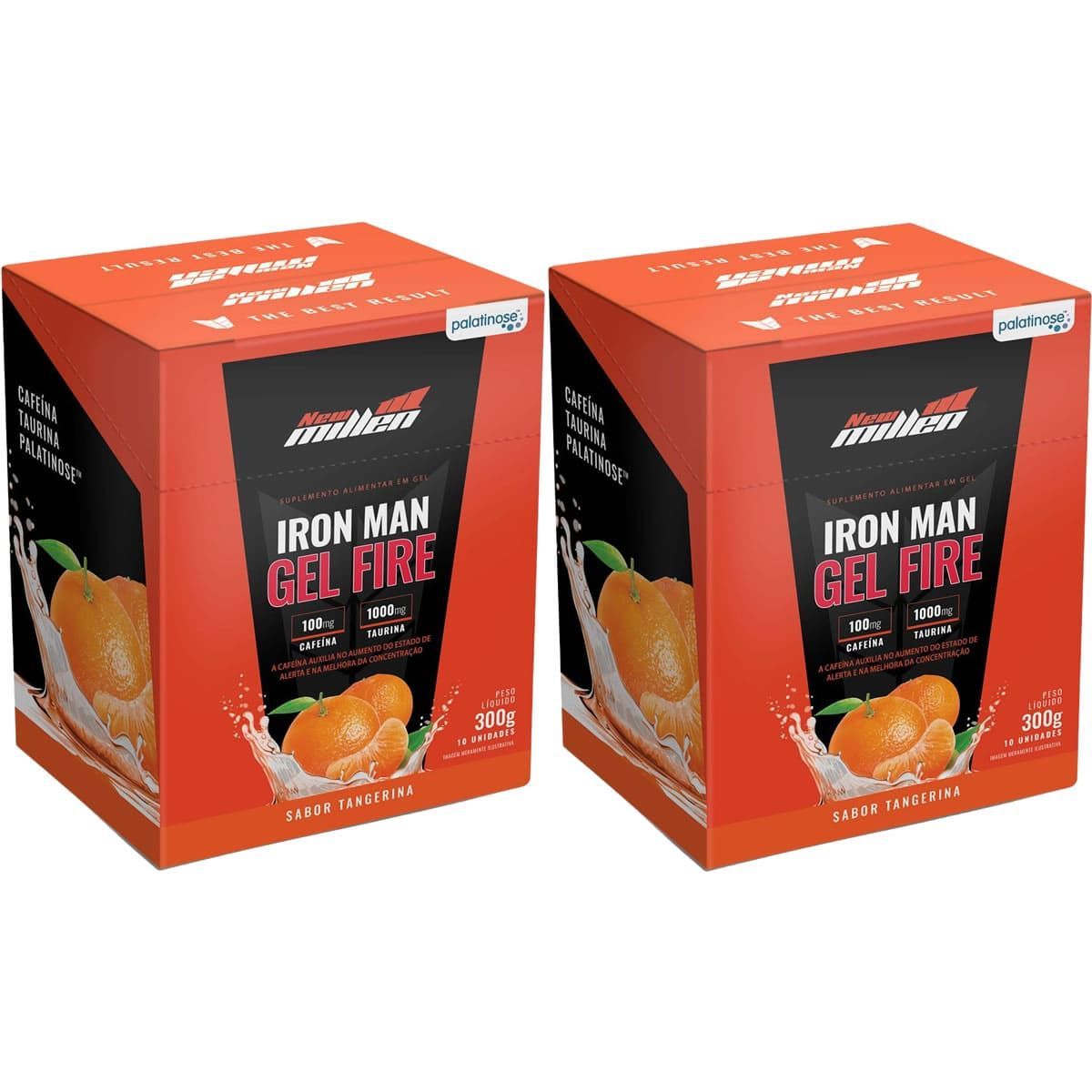 Kit 2X Iron Man Gel Fire - 10 Sach�s 30g Tangerina - New Millen