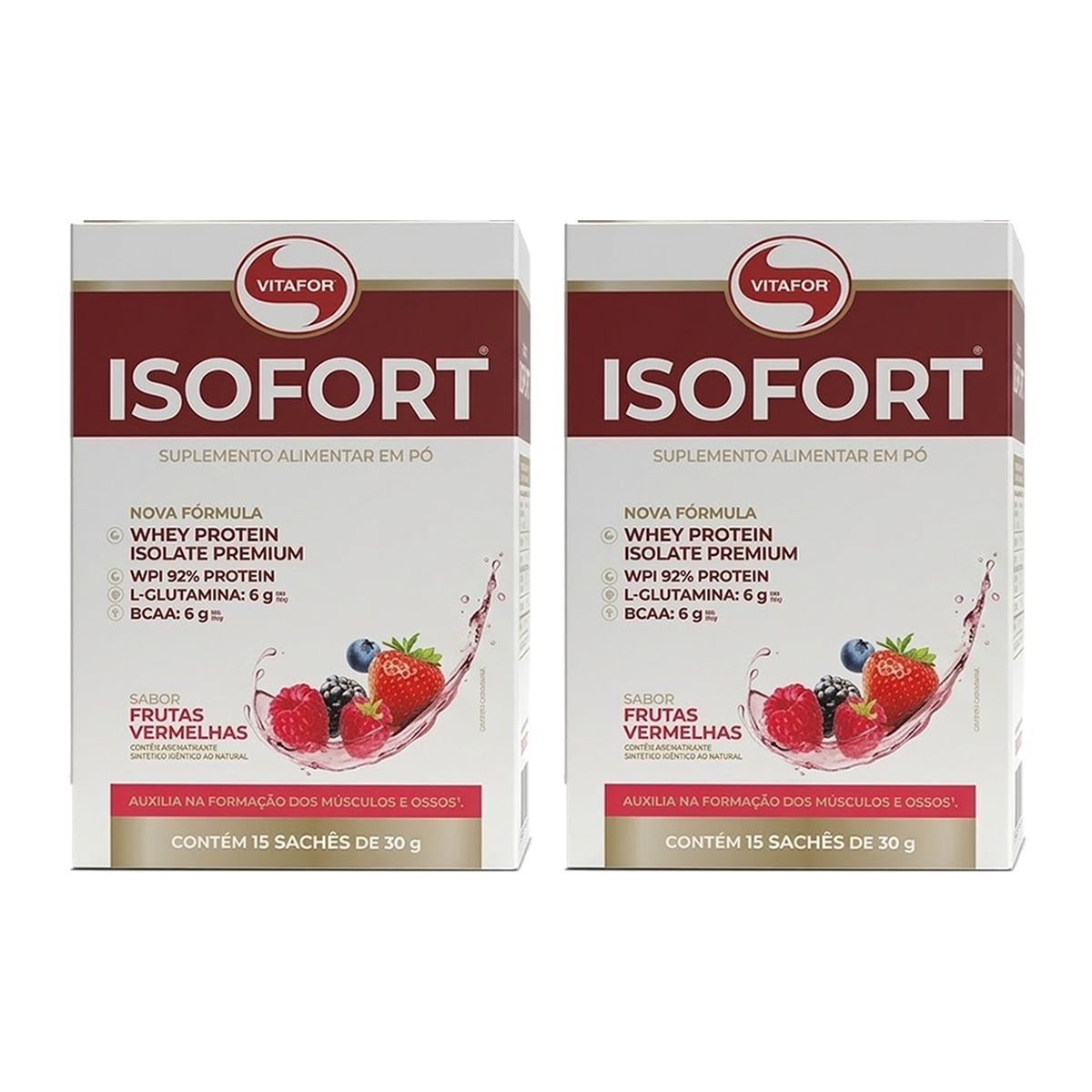 Kit 2X Isofort - 15 Sach�s 30g Frutas Vermelhas - Vitafor