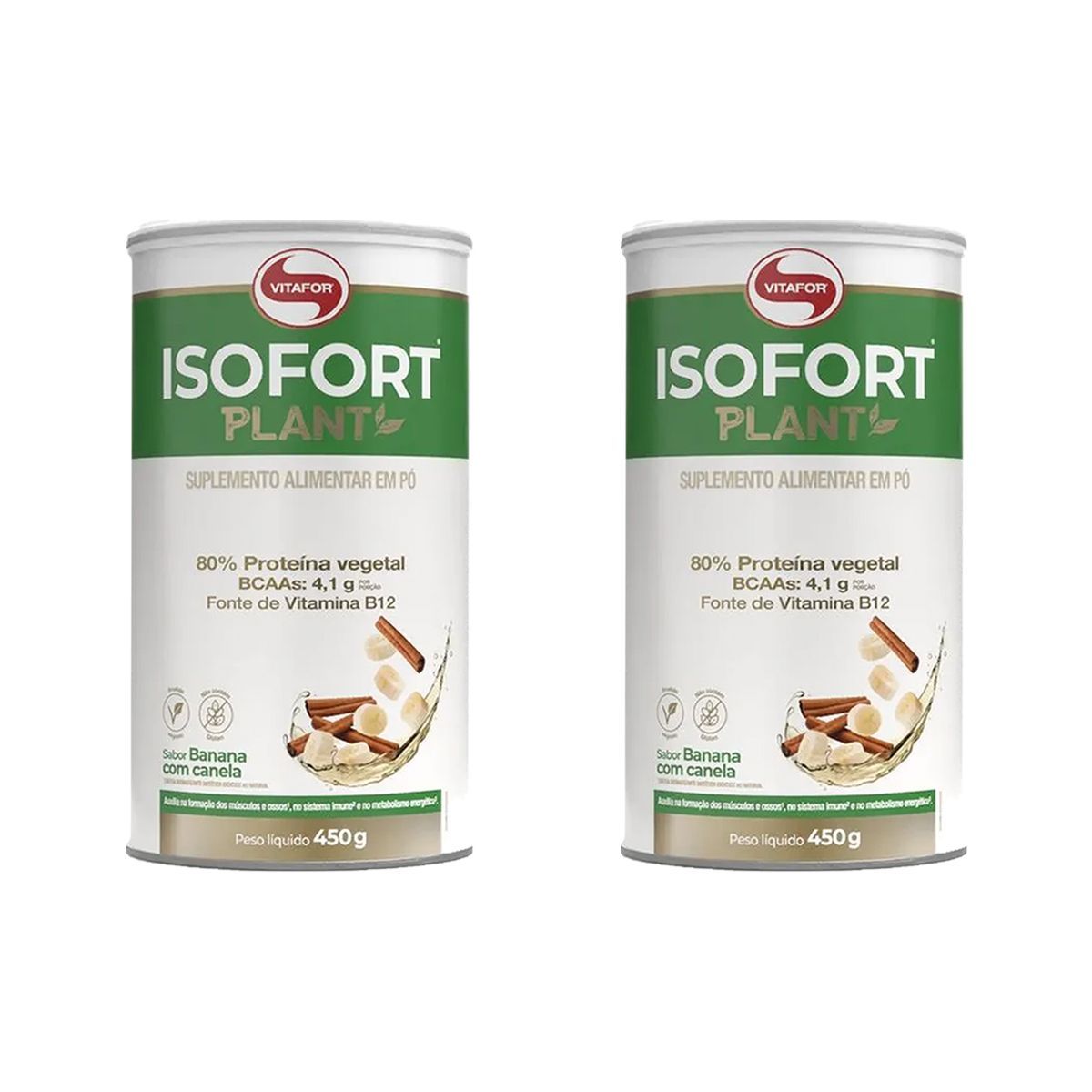 Kit 2X Isofort Plant - 450g Banana Com Canela - Vitafor