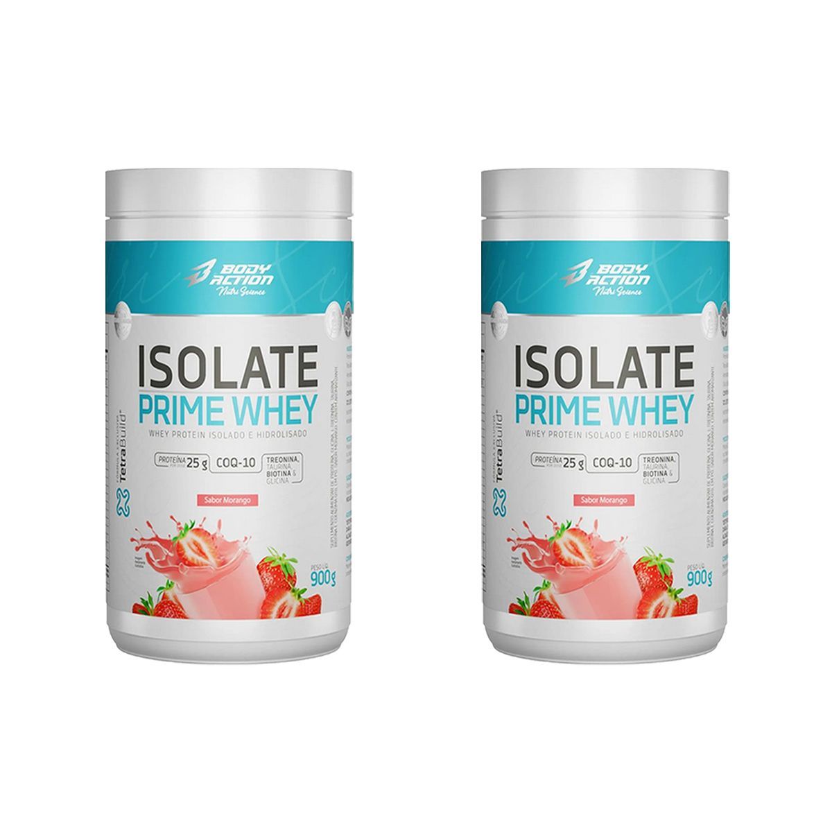 Kit 2X Isolate Prime Whey  - 900g Morango Natural - BodyAction