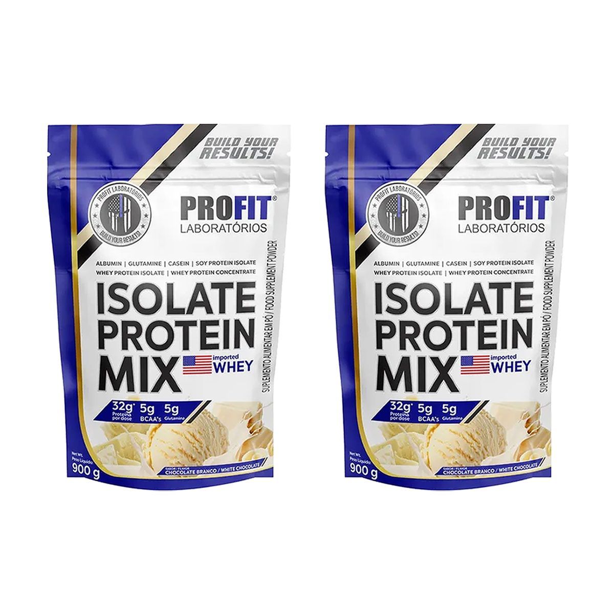 Kit 2X Isolate Protein Mix - 900g Refil Chocolate Branco - ProFit
