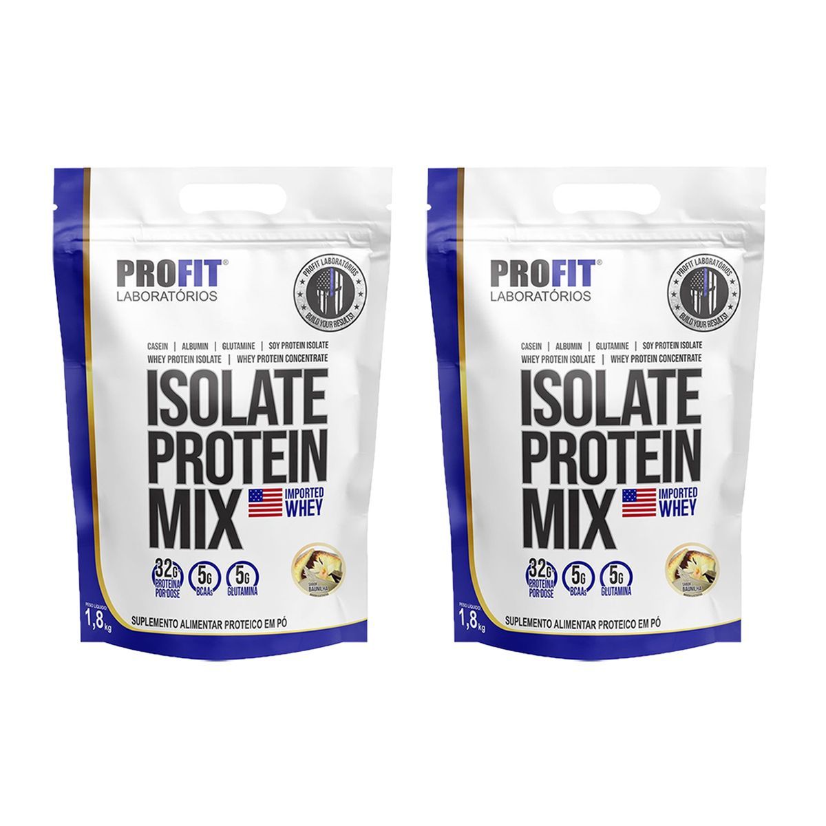 Kit 2X Isolate Protein Mix Refil - 1800g Baunilha - ProFit
