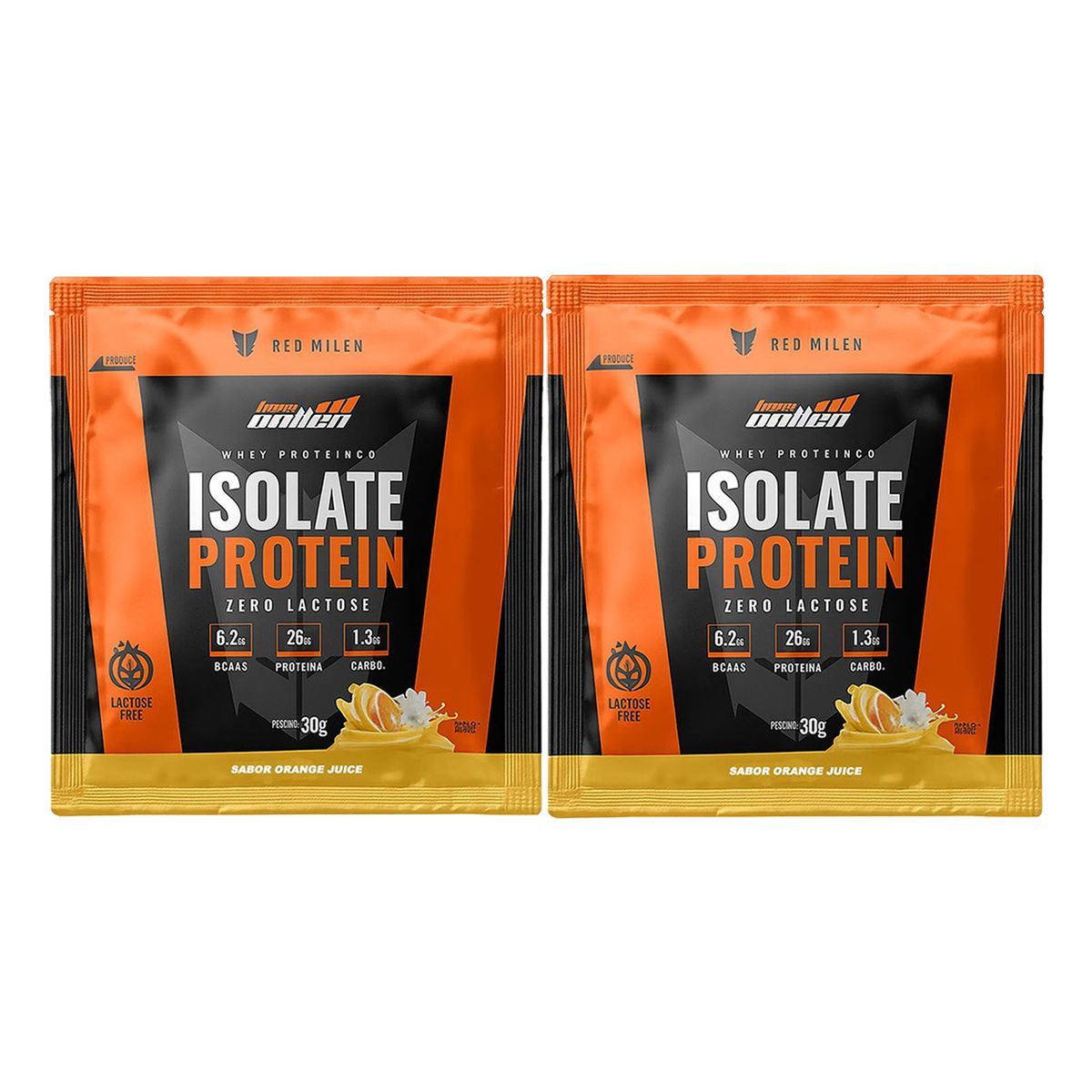 Kit 2X Isolate Protein Zero Lactose - 1 Sach� 30g Orange Juice - New Millen