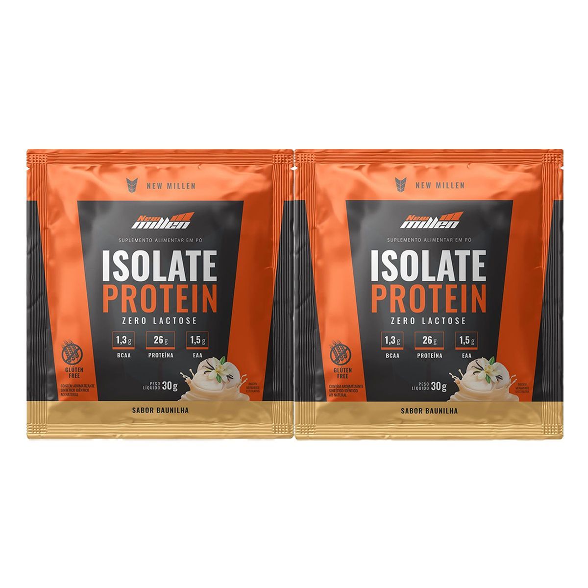 Kit 2X Isolate Protein Zero Lactose - 1 Sach� de 30g Baunilha - New Millen