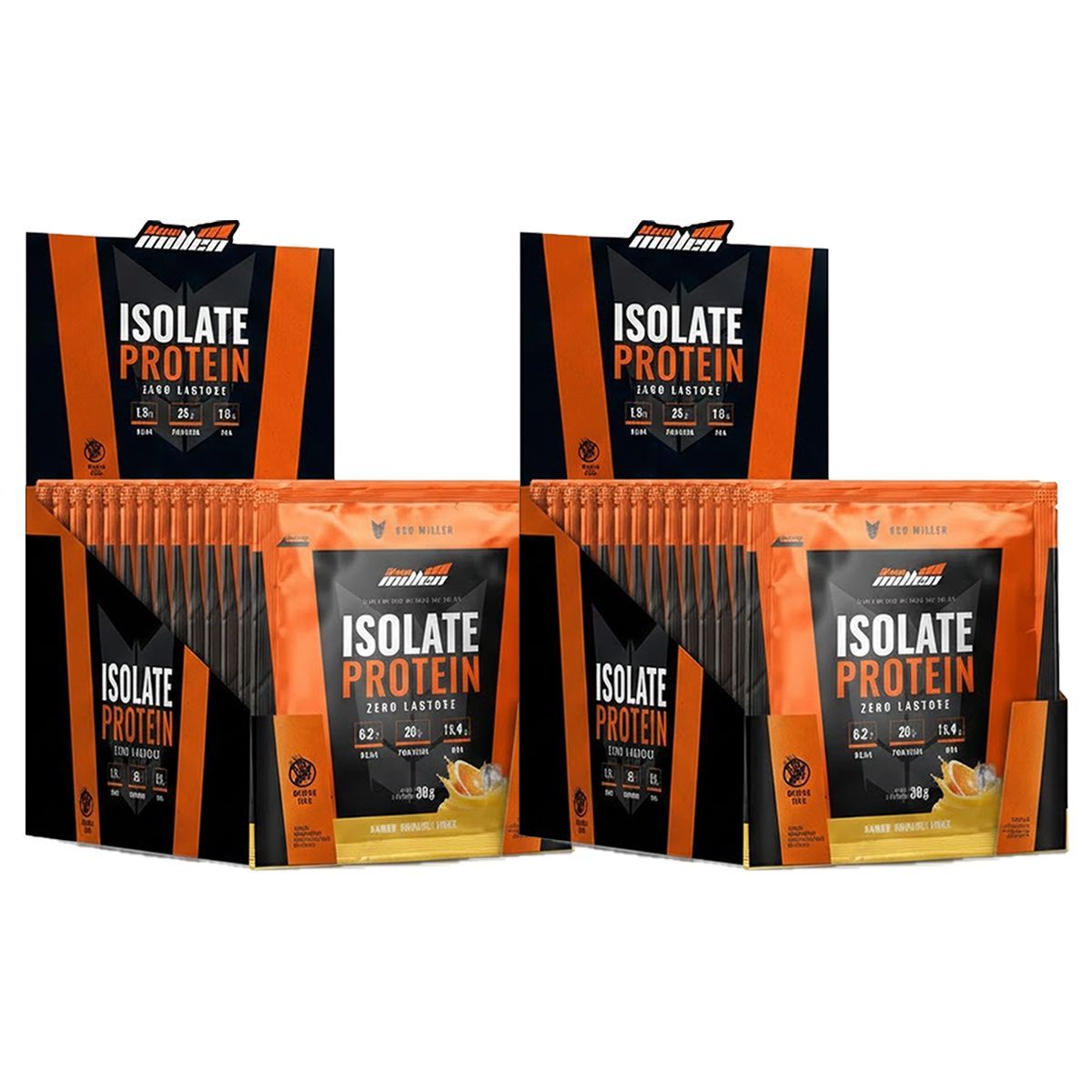 Kit 2X Isolate Protein Zero Lactose - 15 Sach�s 30g Orange Juice - New Millen