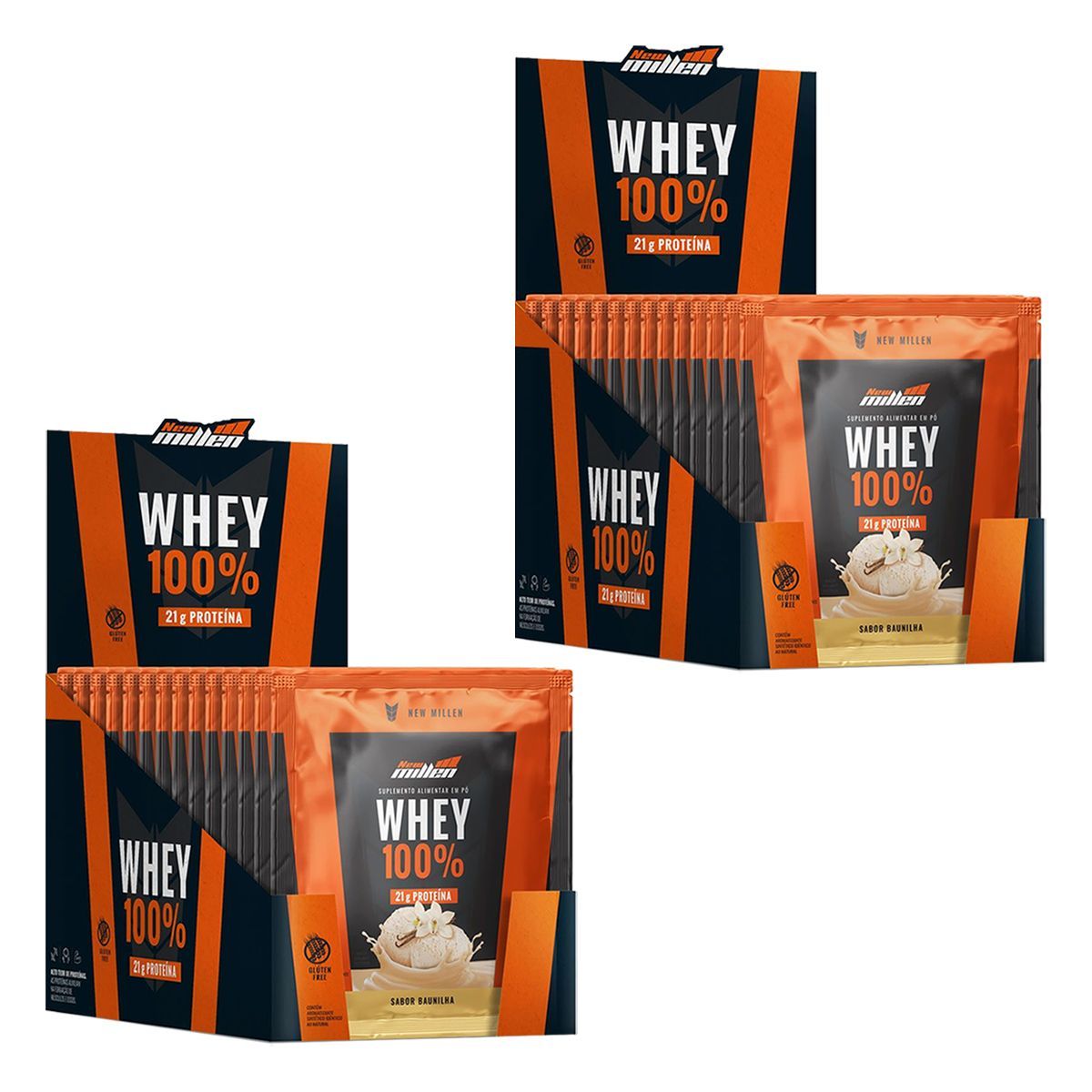 Kit 2X Isolate Protein Zero Lactose - 15 Sach�s de 30g Baunilha - New Millen