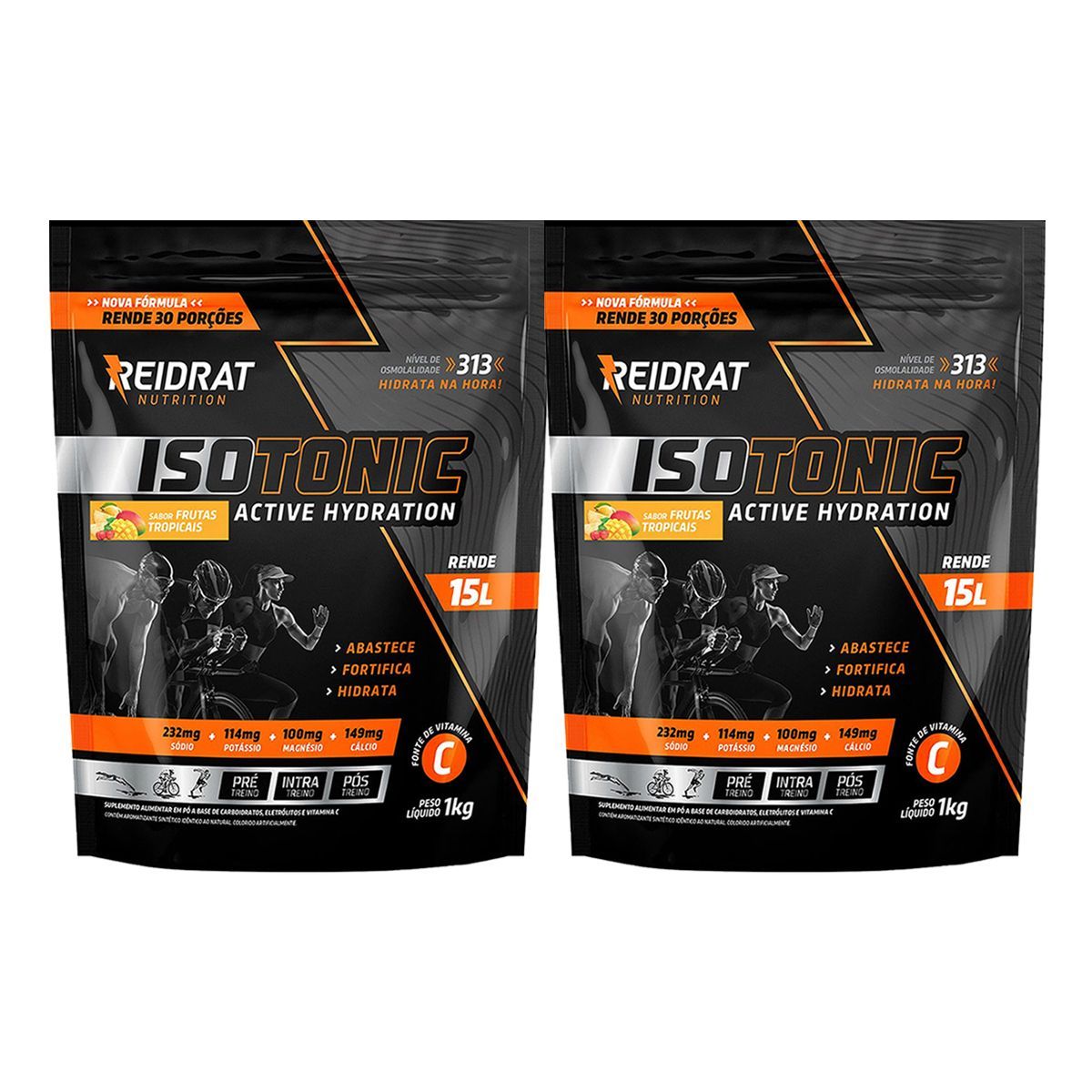 Kit 2X Isotonic Active Hydration - 1000g Frutas Tropicais - Reidrat