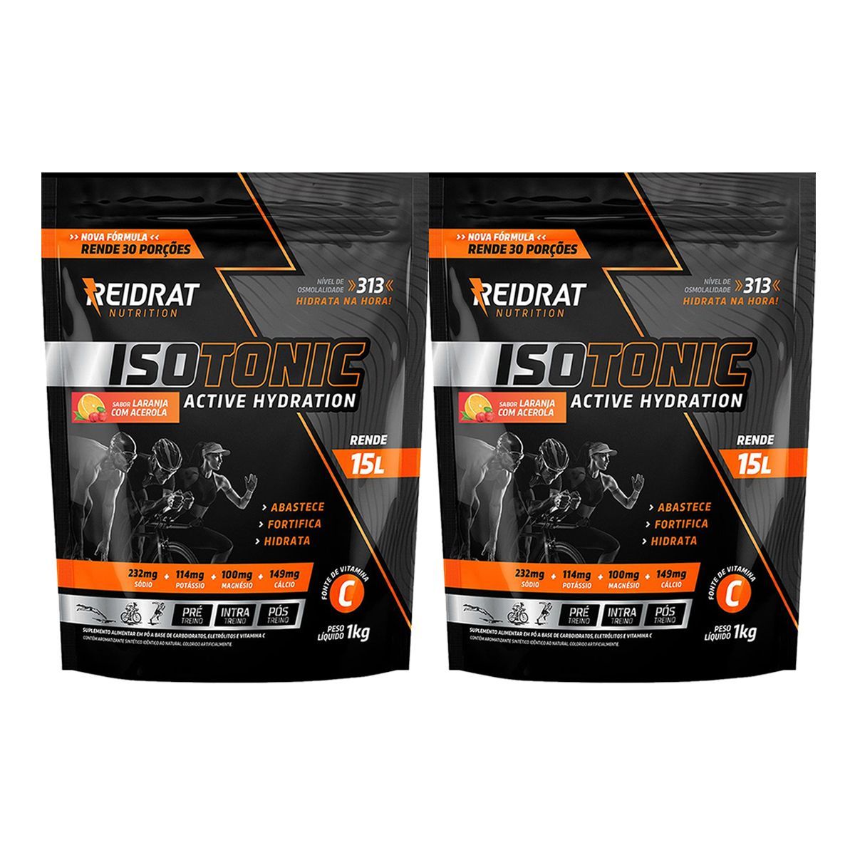 Kit 2X Isotonic Active Hydration - 1000g Laranja e Acerola - Reidrat