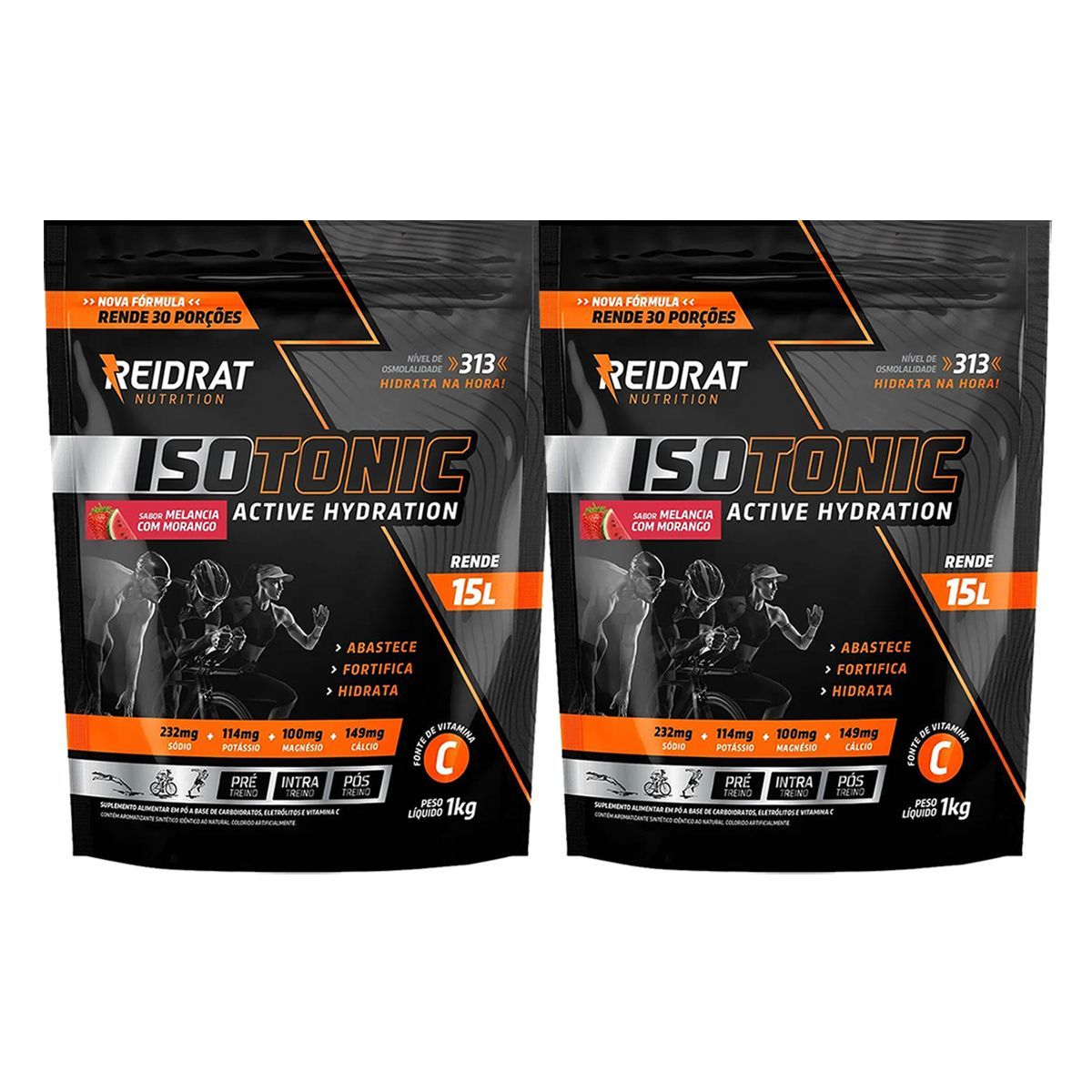 Kit 2X Isotonic Active Hydration - 1000g Melancia com Morango - Reidrat	