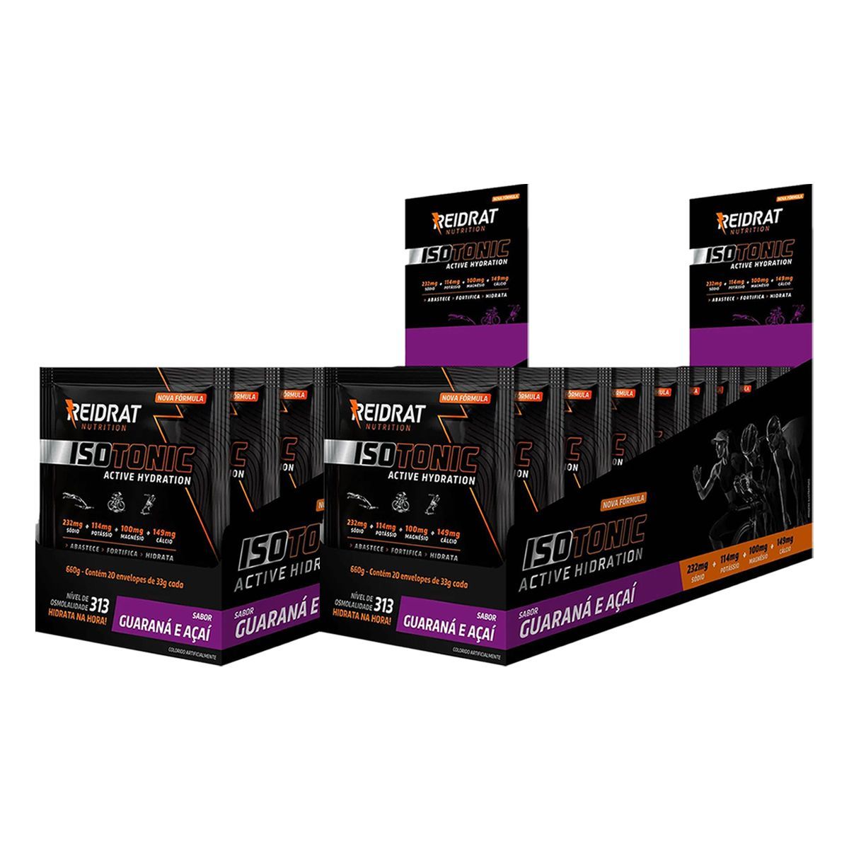 Kit 2X Isotonic Active Hydration - 20 Sach�s de 33g Guaran� com A�a� - Reidrat