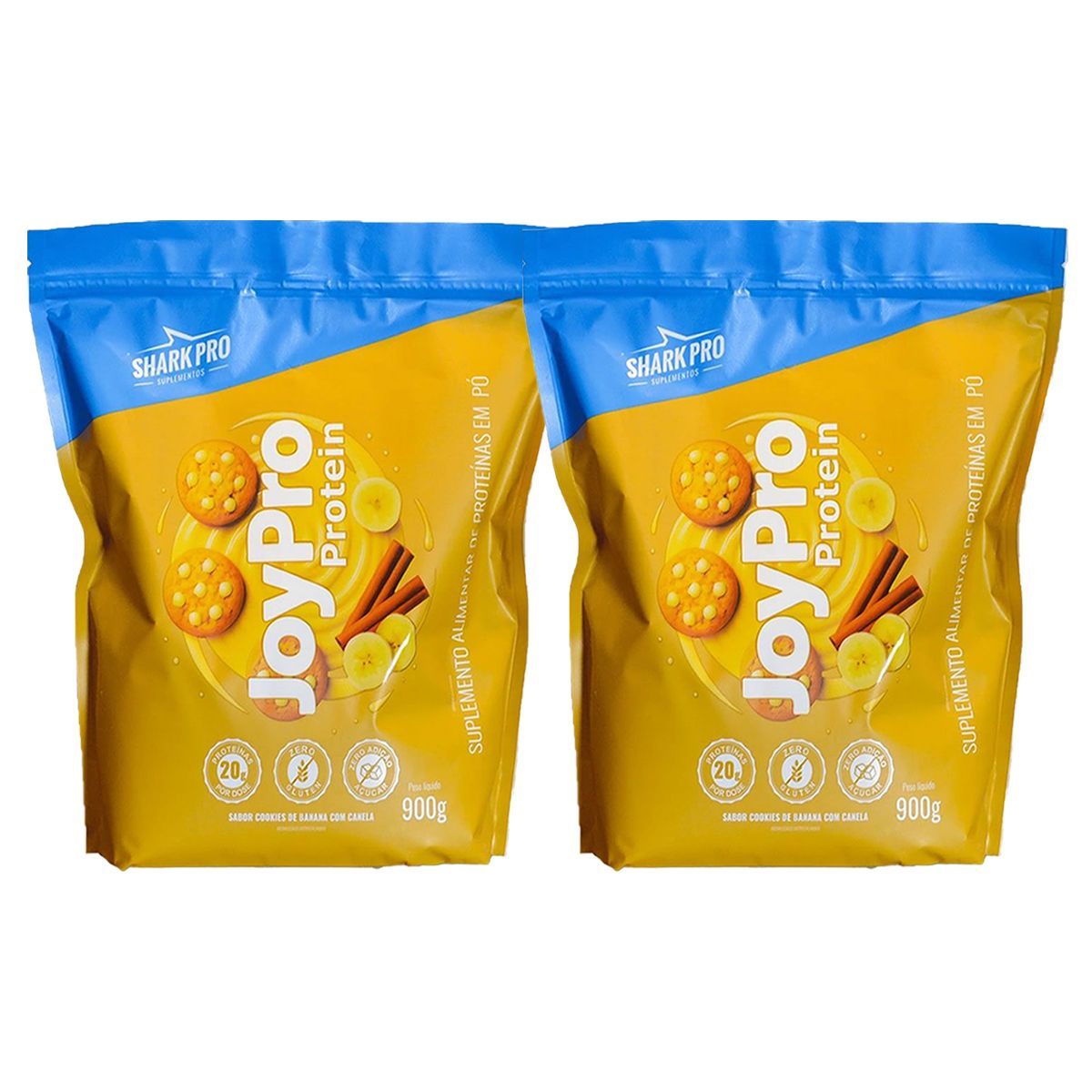 Kit 2X JoyPro Protein - Refil 900g Cookies de Banana com Canela - Shark Pro